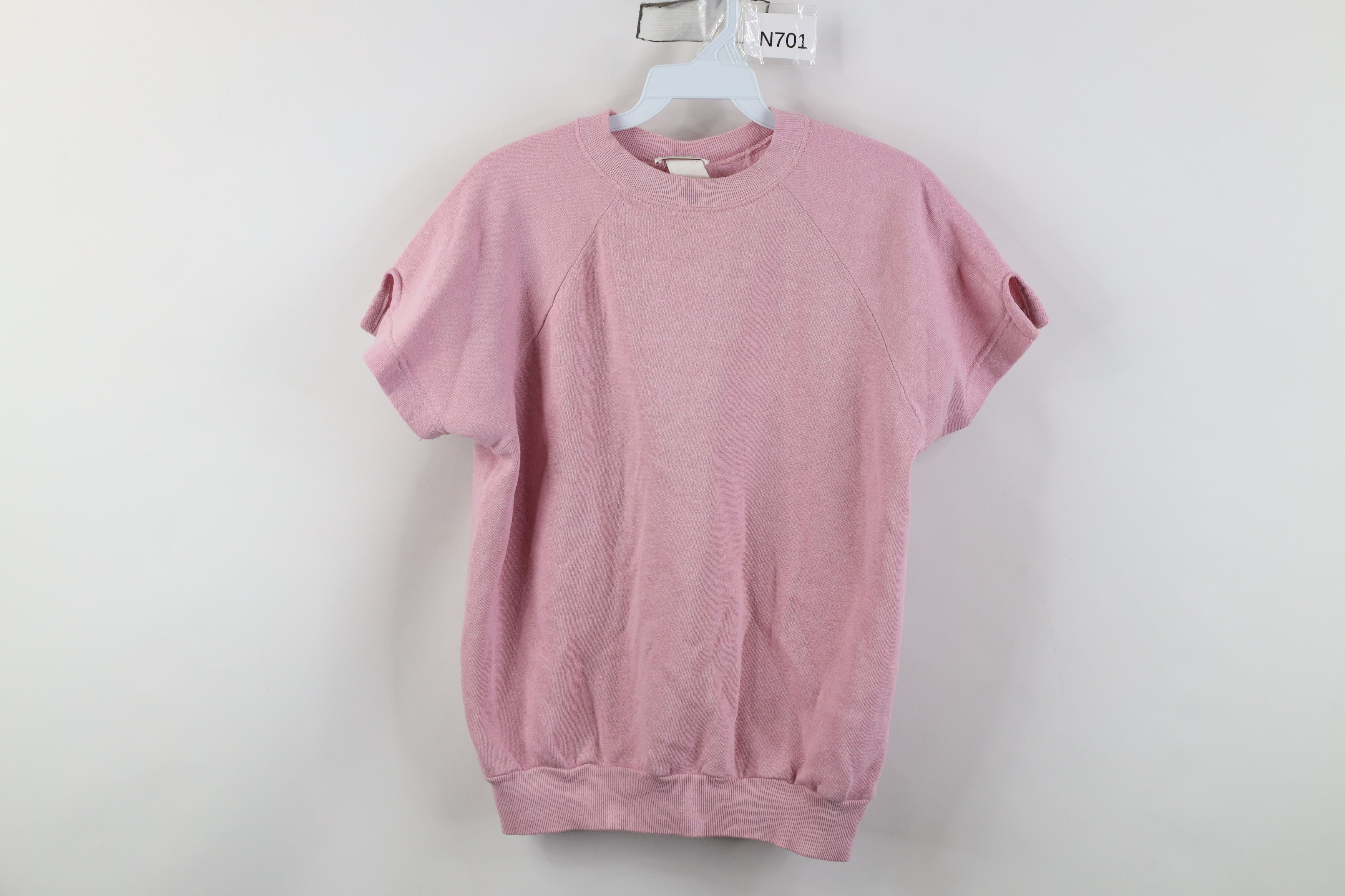 Vintage Vintage 70s Streetwear Short Sleeve Sweatshirt Pink USA Size L / US 10 / IT 46 - 1 Thumbnail