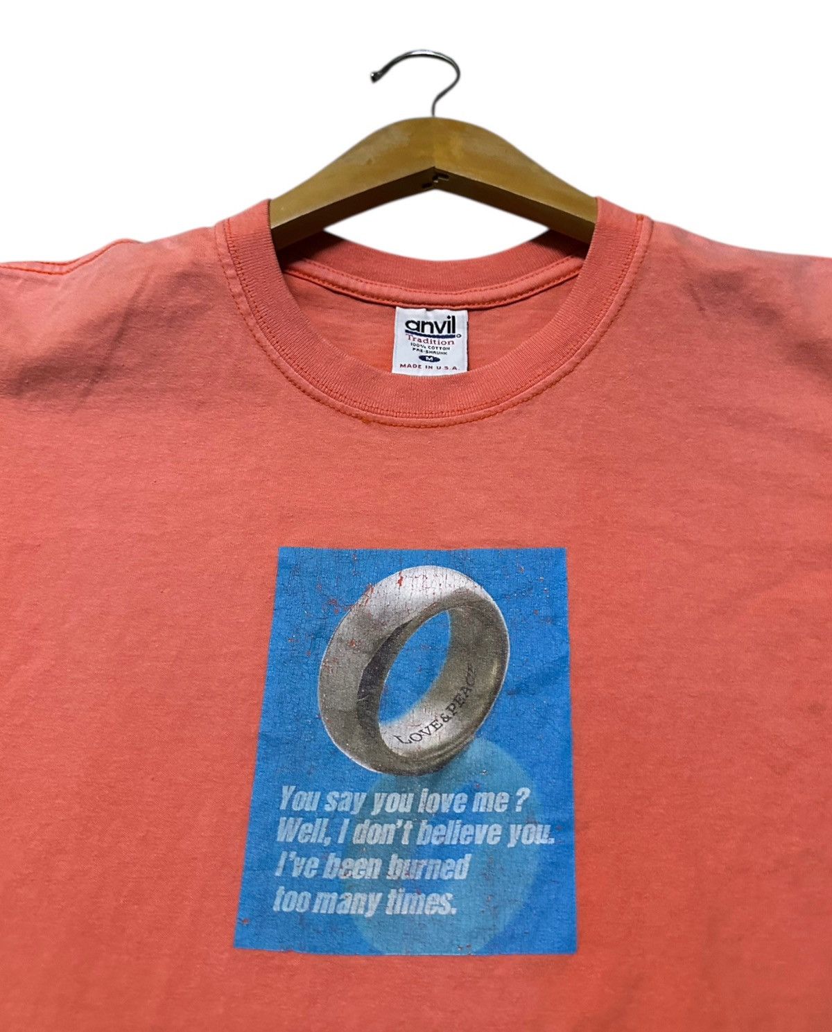 Anvil Vintage 90s Love & peace tshirt tag by anvil Size US M / EU 48-50 / 2 - 2 Thumbnail