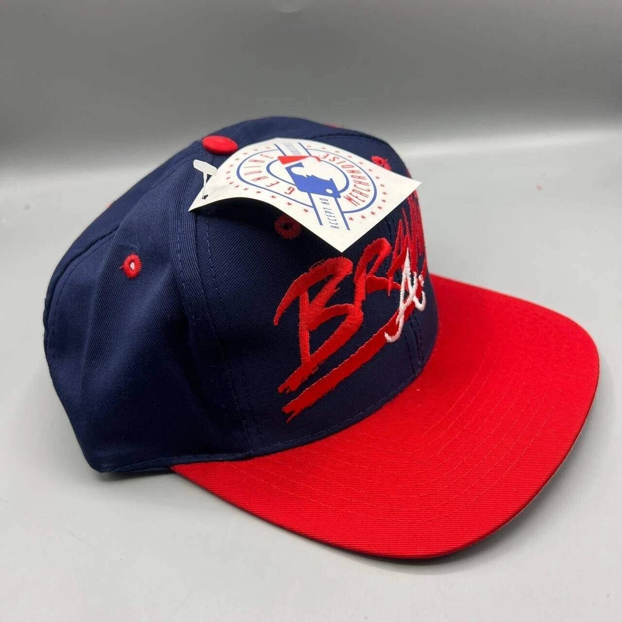 Signatures × Vintage Atlanta Braves Hat Men Blue Red Signatures MLB Snap Back Cap Size ONE SIZE - 7 Thumbnail