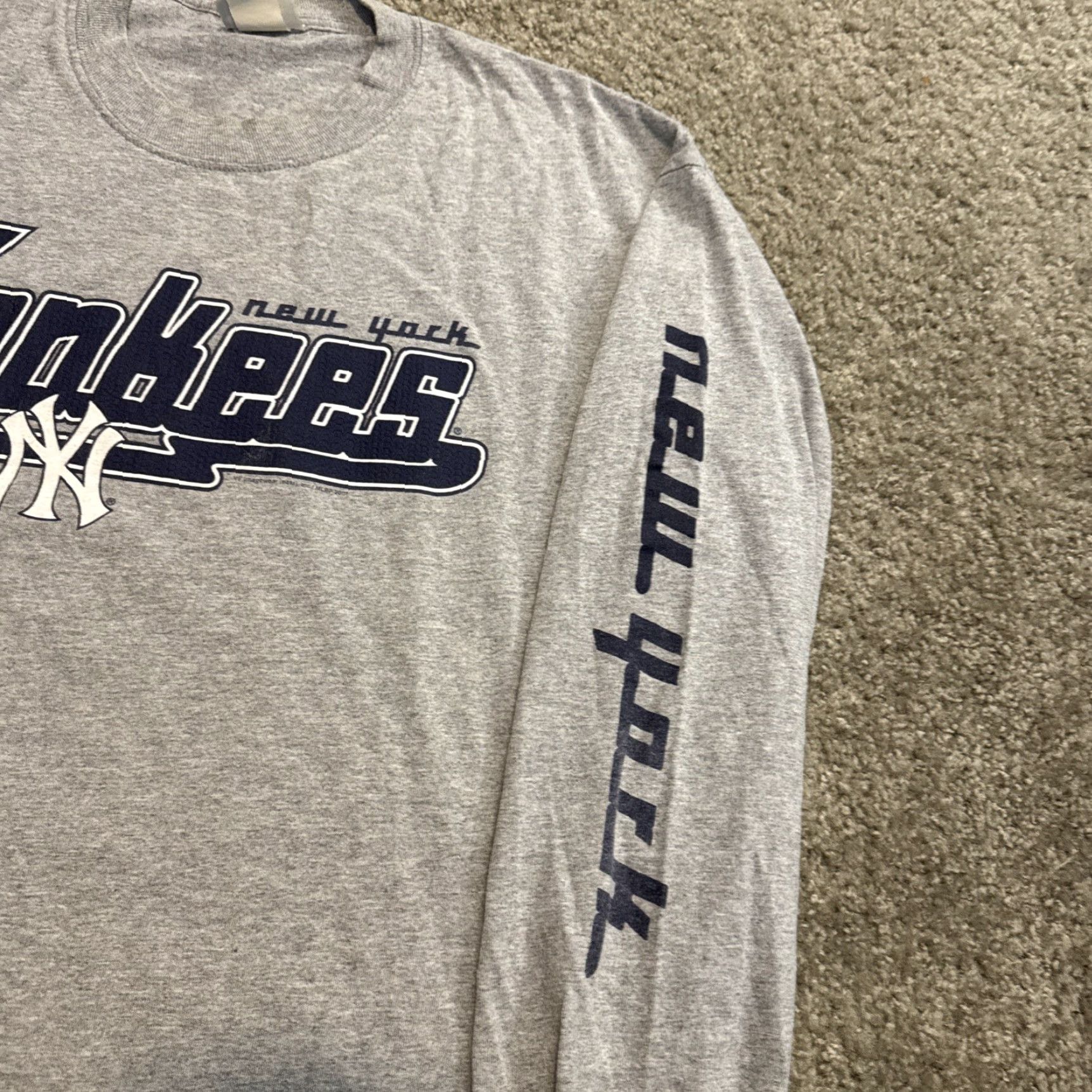 Lee VINTAGE New York Yankees Lee Sport MLB Baseball Gray T-Shirt XL Mens Long Sleeve 90s Jeter Size US XL / EU 56 / 4 - 4 Thumbnail