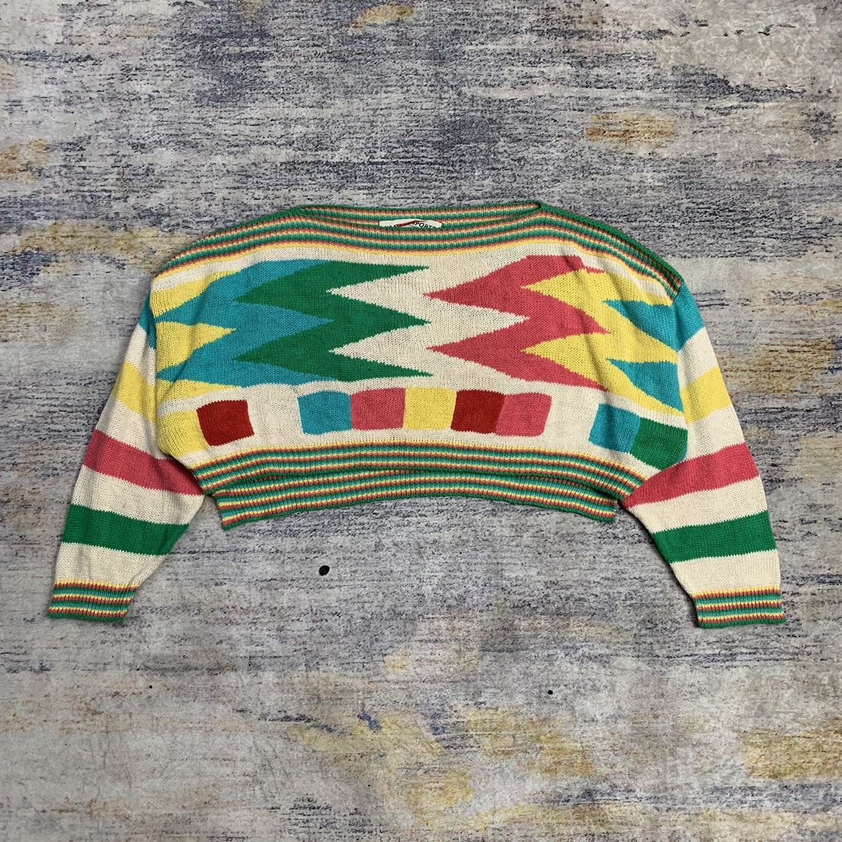 Y2k Vintage kansai sport multicolor crop top knit sweater