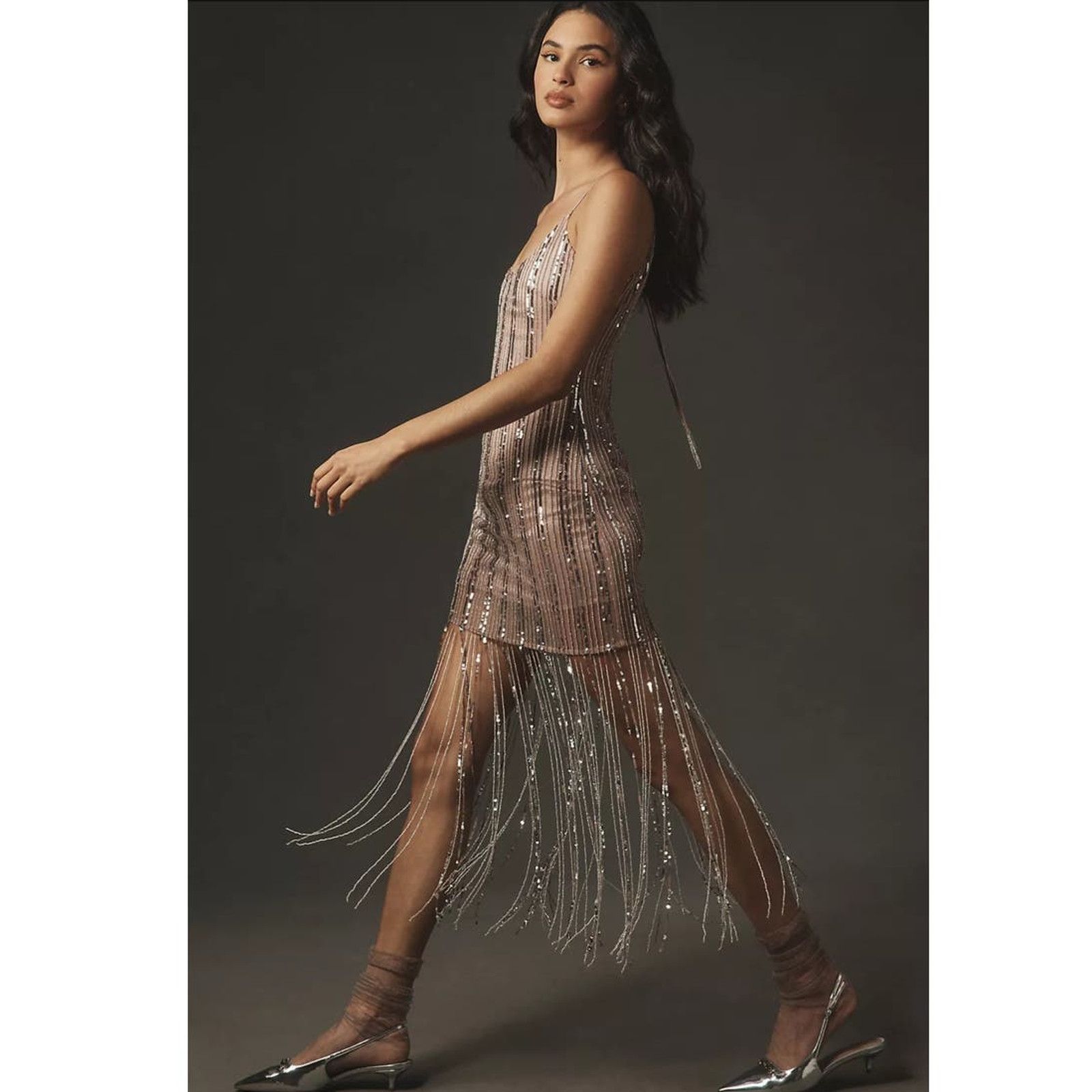 Anthropologie New Anthropologie Maeve Scoop-Neck Beaded Fringe Midi Dress Size XL / US 12-14 / IT 48-50 - 5 Thumbnail