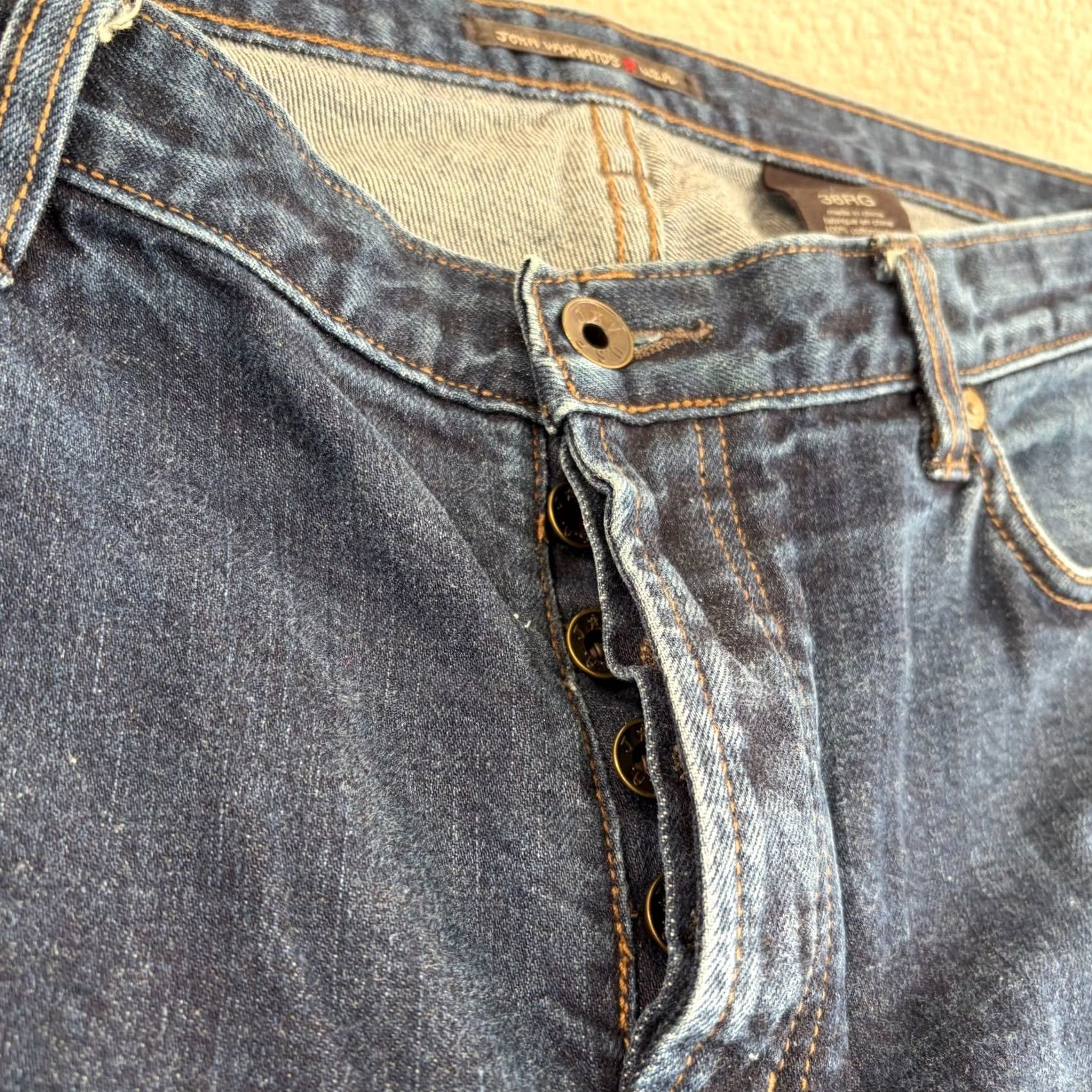 John Varvatos John Varvatos USA Bowery Slim Straight Jeans Men 38x34 Blue Denim Button Fly 5-Pocket Regular Fit Old Town? Size US 38 / EU 54 - 3 Thumbnail