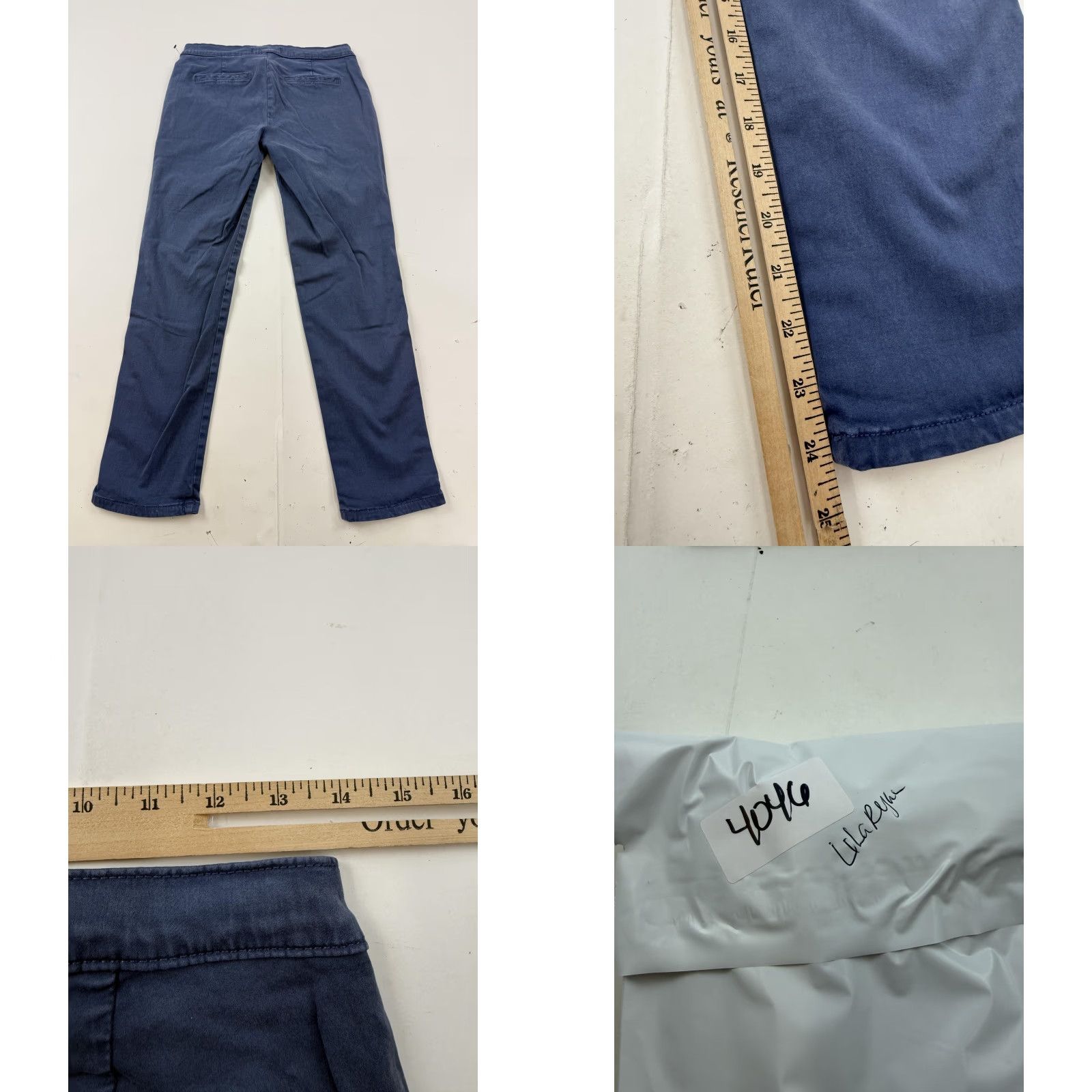 Vintage Lila Ryan Pants Womens 2P Chino Twill Straight Leg Blue Casual Petite Regular Front Zip Button Pockets Size 26" / US 2 / IT 38 - 8 Thumbnail