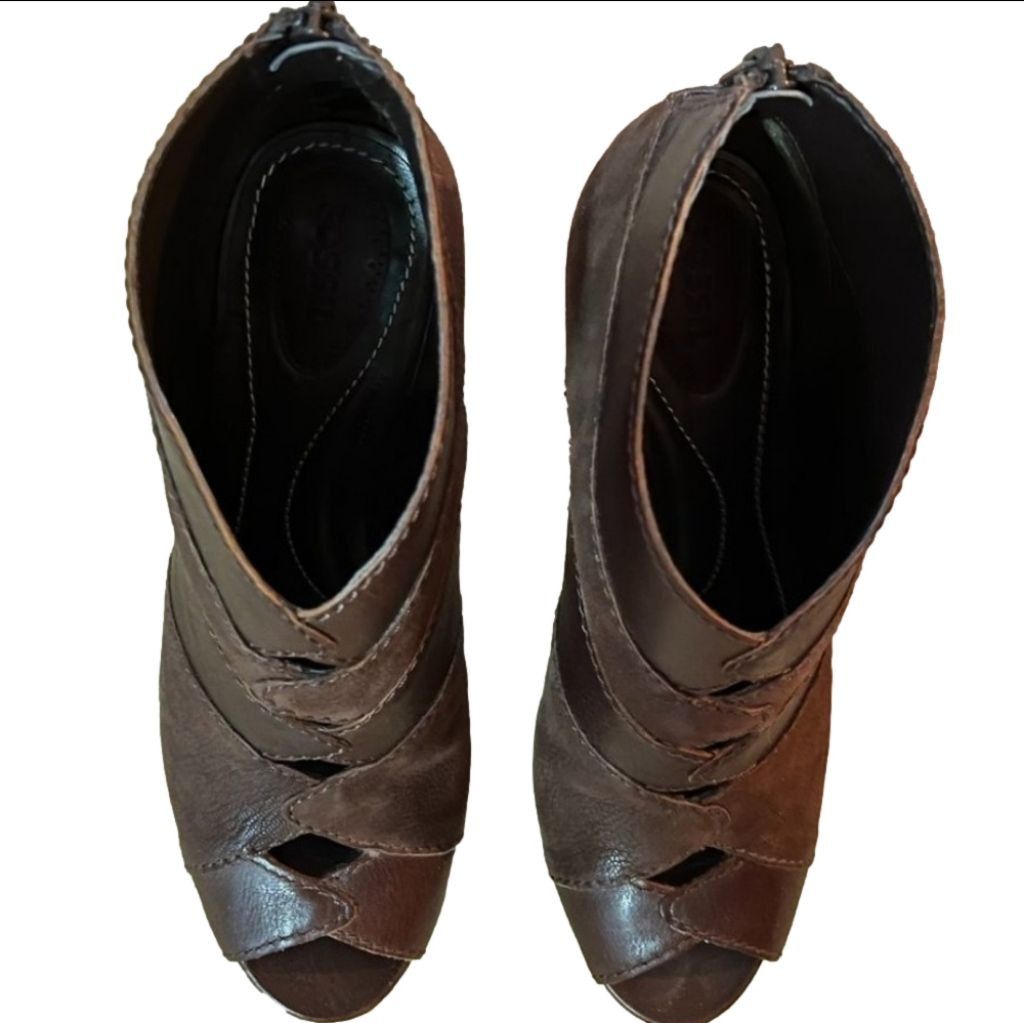 Fossil Fossil Bobbi Leather Peep Toe Booties Size 8.5 Size US 8.5 / IT 38.5 - 6 Thumbnail