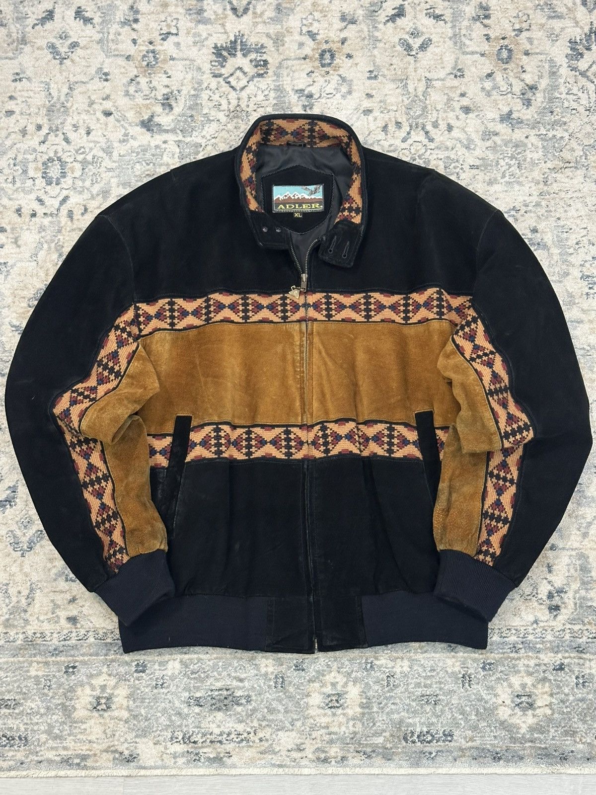 Adler Vintage 90s Adler Western Aztec Leather Bomber Jacket XL Size US XL / EU 56 / 4 - 1 Thumbnail