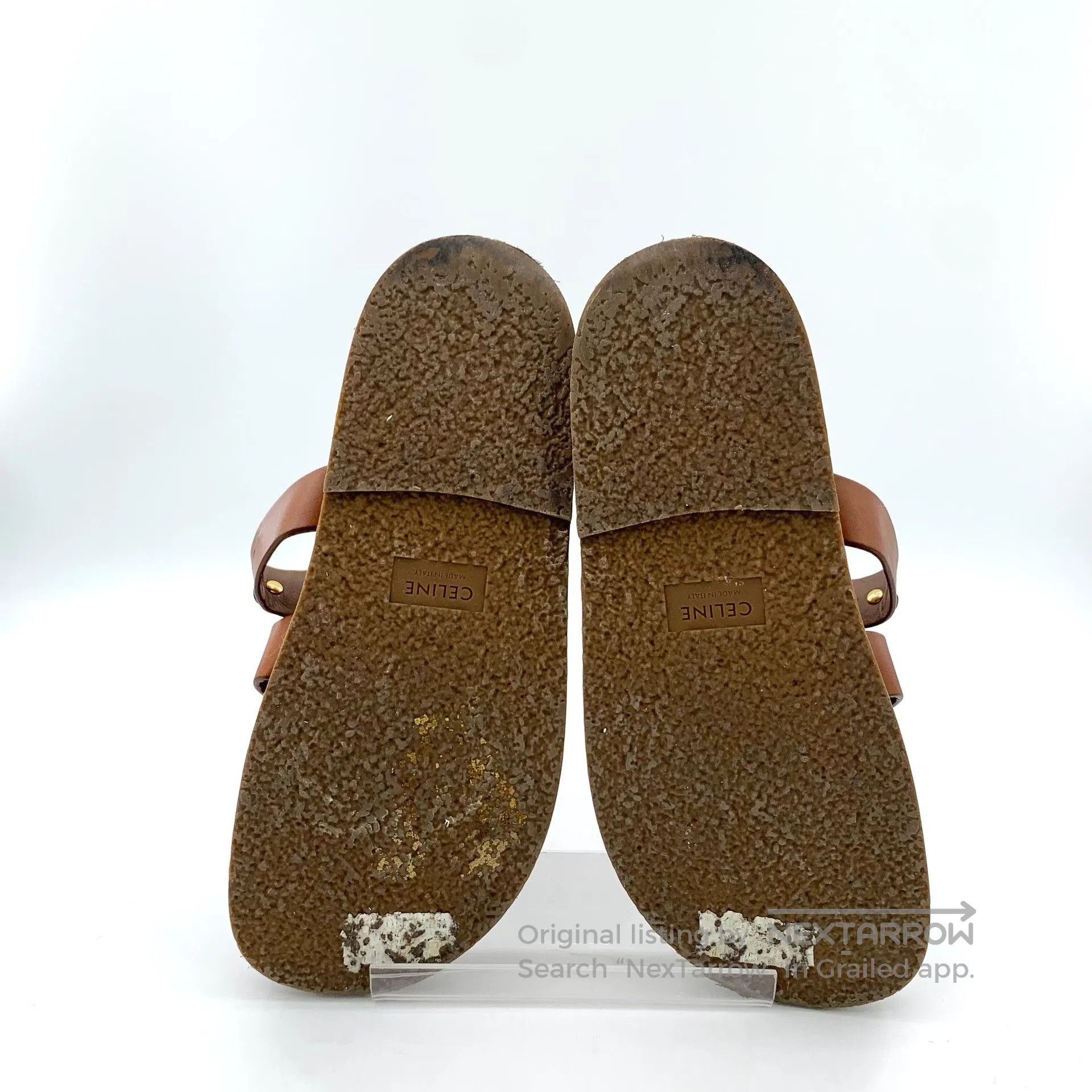 Celine Celine Brown Leather Triomphe Buckle Flat Sandals. Size US 8 / IT 38 - 5 Thumbnail