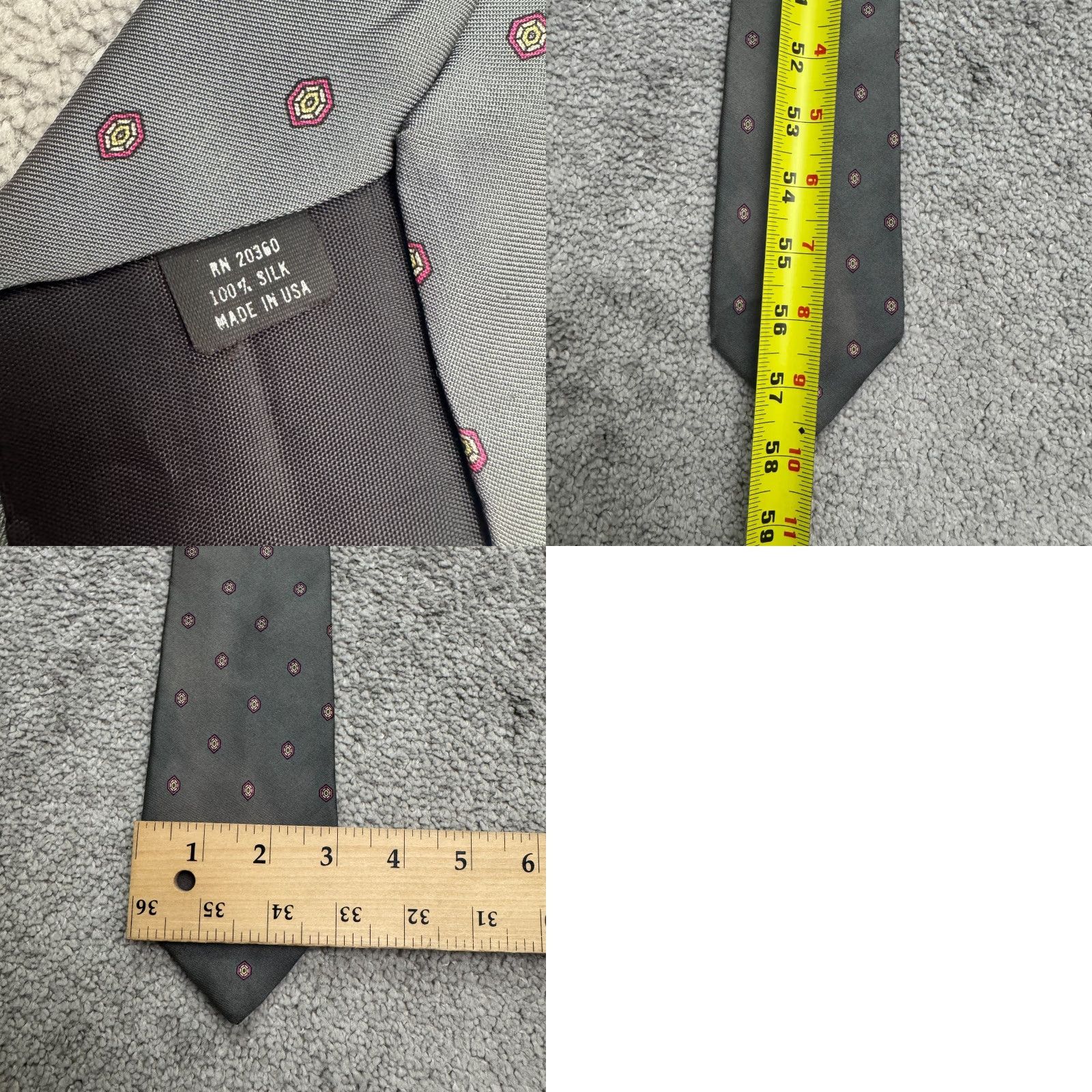 Vintage VINTAGE Duxbury Tie Geometric Silk Classic USA One Size Gray Mens Neckwear 57-60" Classic Pattern 100% Silk Geometric Vintage Mens Accessories Size ONE SIZE - 8 Thumbnail