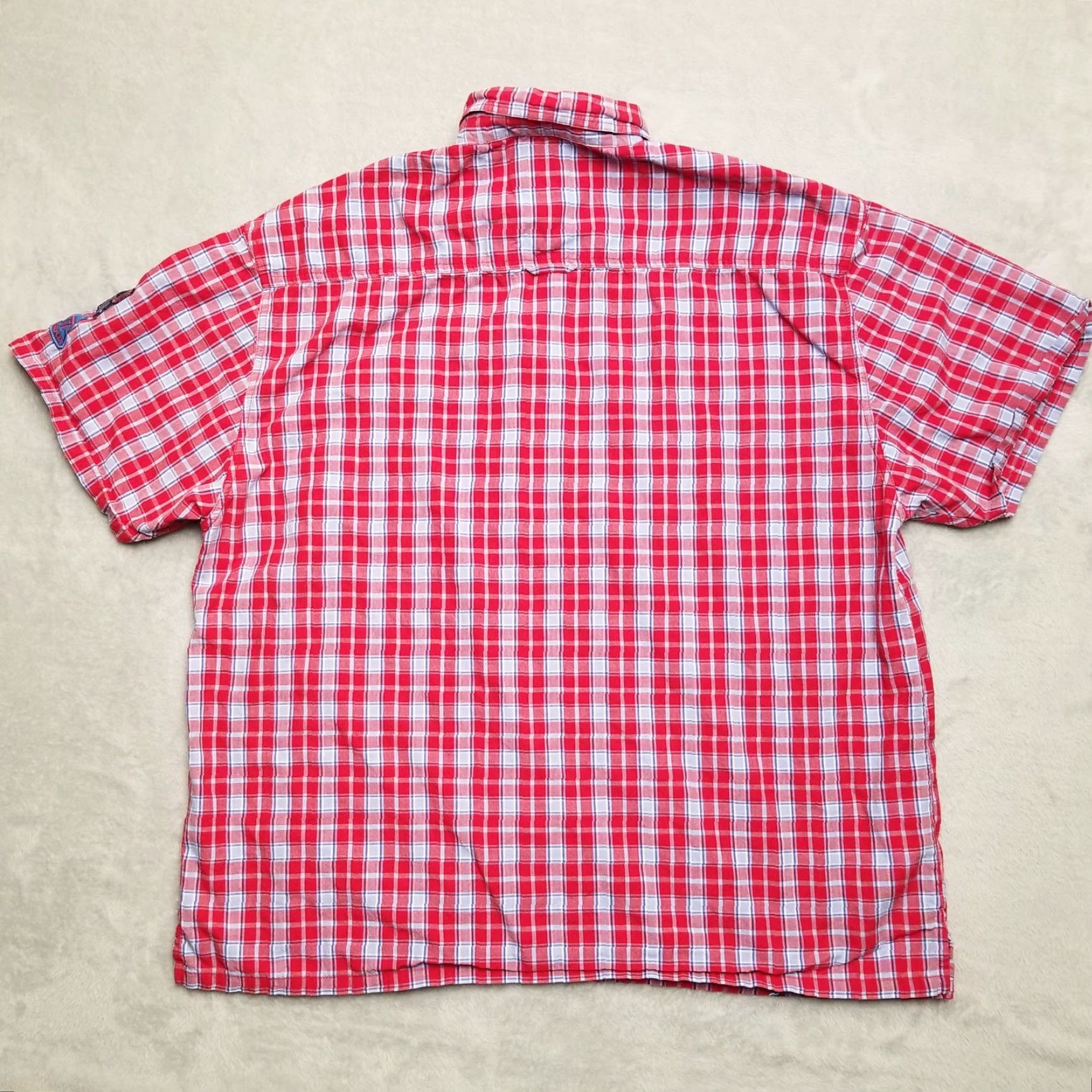 Bugle Boy Vintage Bugle Boy Shirt Men XL Red Blue Plaid 100% Cotton Pocket Button-Up Short Sleeve Denim/ Woven MENS Size US XL / EU 56 / 4 - 7 Thumbnail