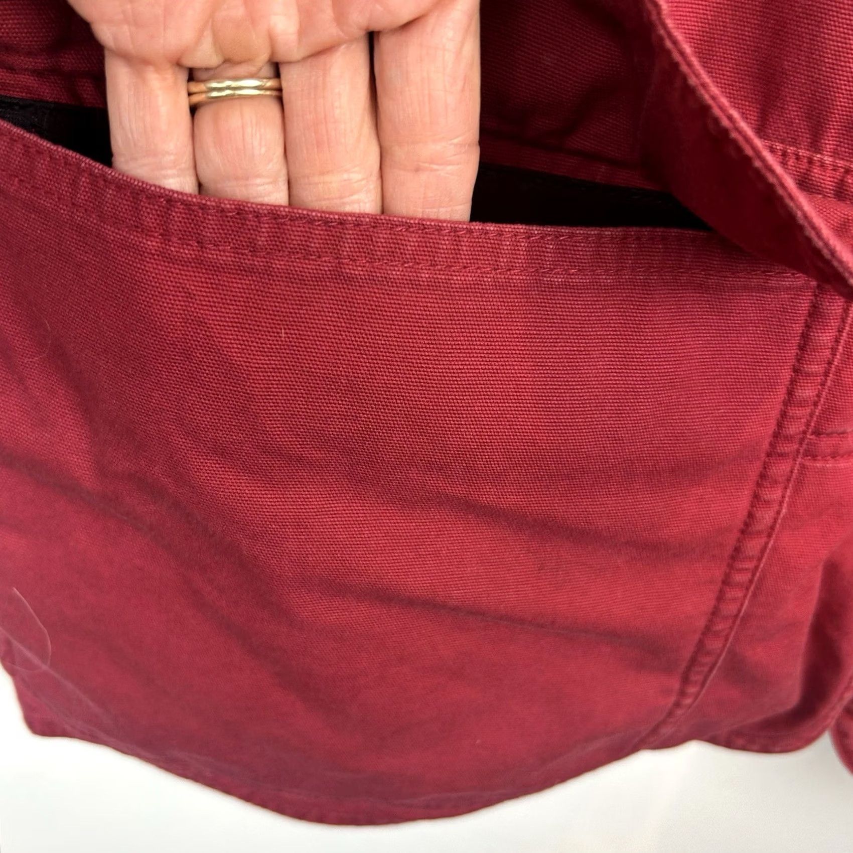 Vintage Woolrich Coat Women Medium Red Corduroy Collar Blanket Stripe Fleece Lining Overcoat Size M / US 6-8 / IT 42-44 - 7 Thumbnail