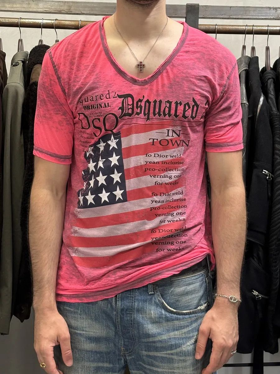 Dsquared2 Dsquared2 Pink Electric USA Flag T-Shirt Size US L / EU 52-54 / 3 - 3 Thumbnail