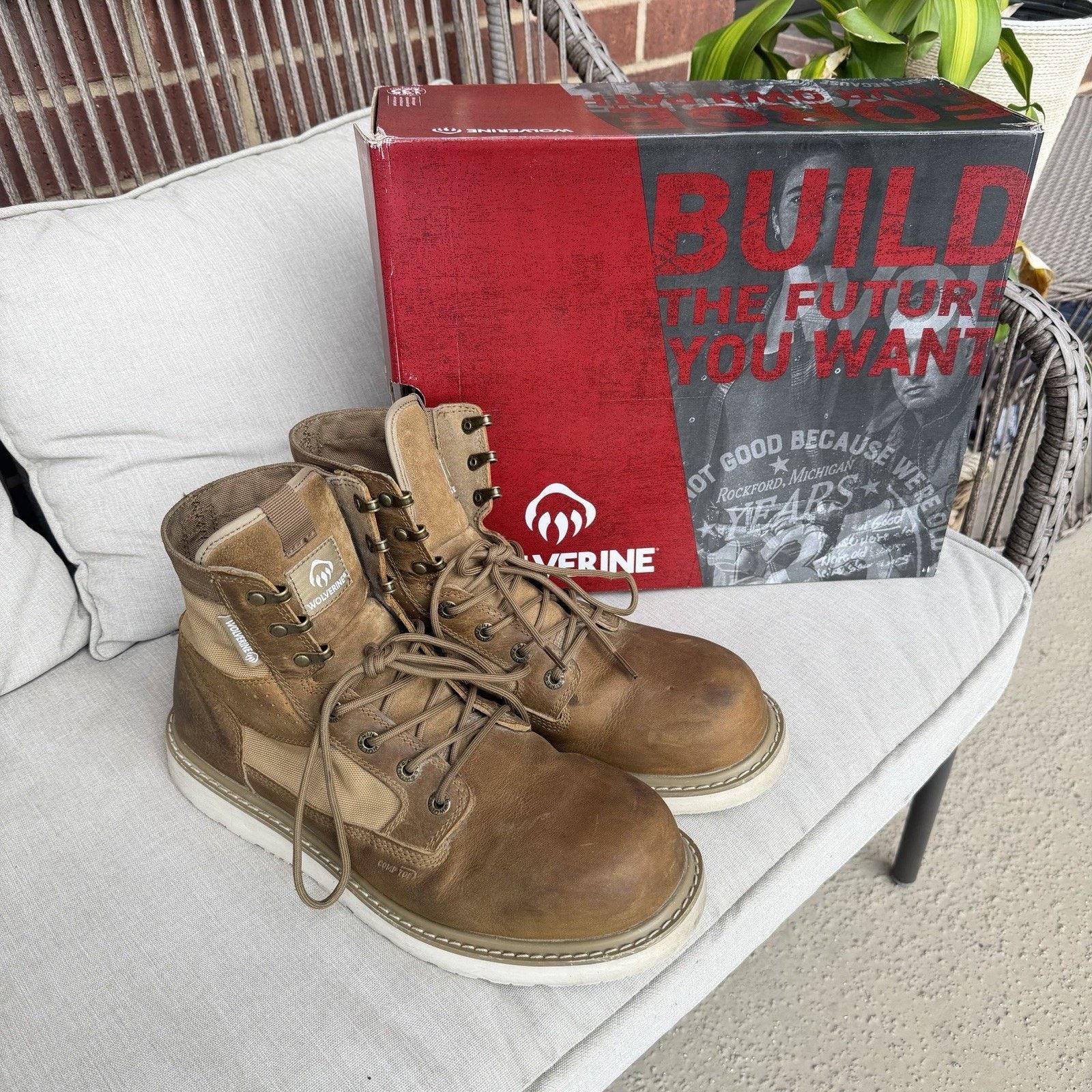 Wolverine Wolverine Mens Trade Wedge Leather/Canvas 6" Composite Toe Size US 11.5 / EU 44-45 - 3 Thumbnail