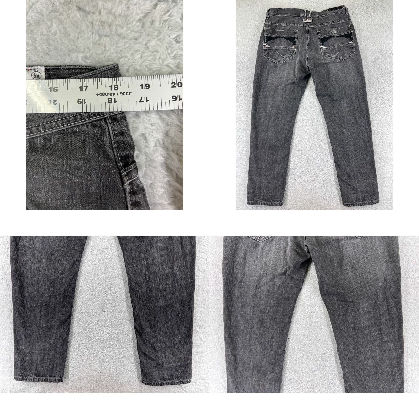 Denime Parish Jeans Mens 38 Black Denim Straight Leg Button Fly Embellished 90s Money Designer Vintage Relaxed 5-Pocket Black Mens Jeans Size US 38 / EU 54 - 9 Thumbnail