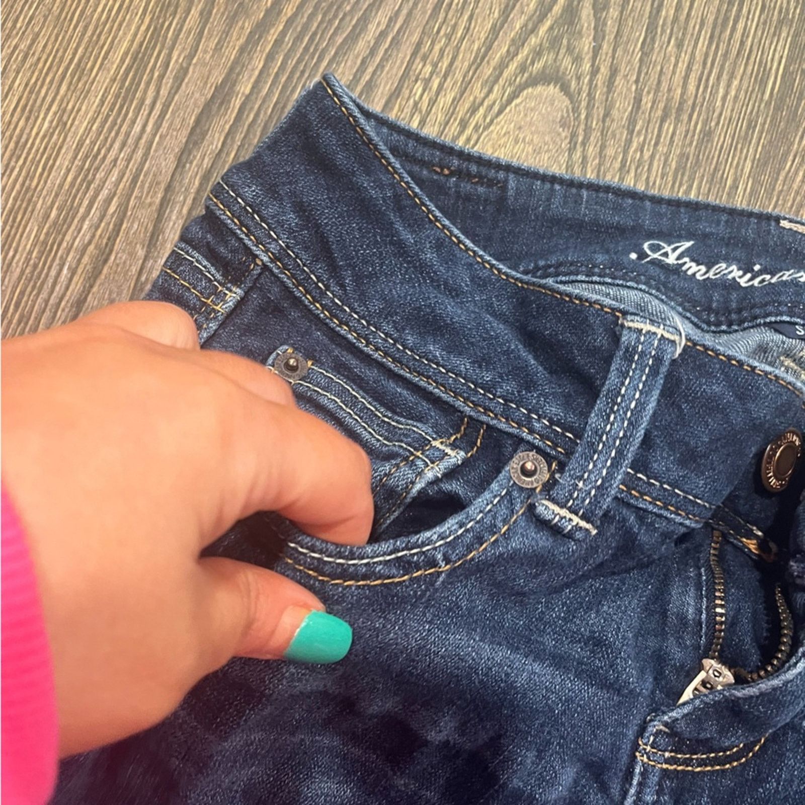 American Eagle Outfitters American Eagle Slim Boot Cut Jeans Whisker Denim Stretch Size 27" / US 4 / IT 40 - 5 Thumbnail
