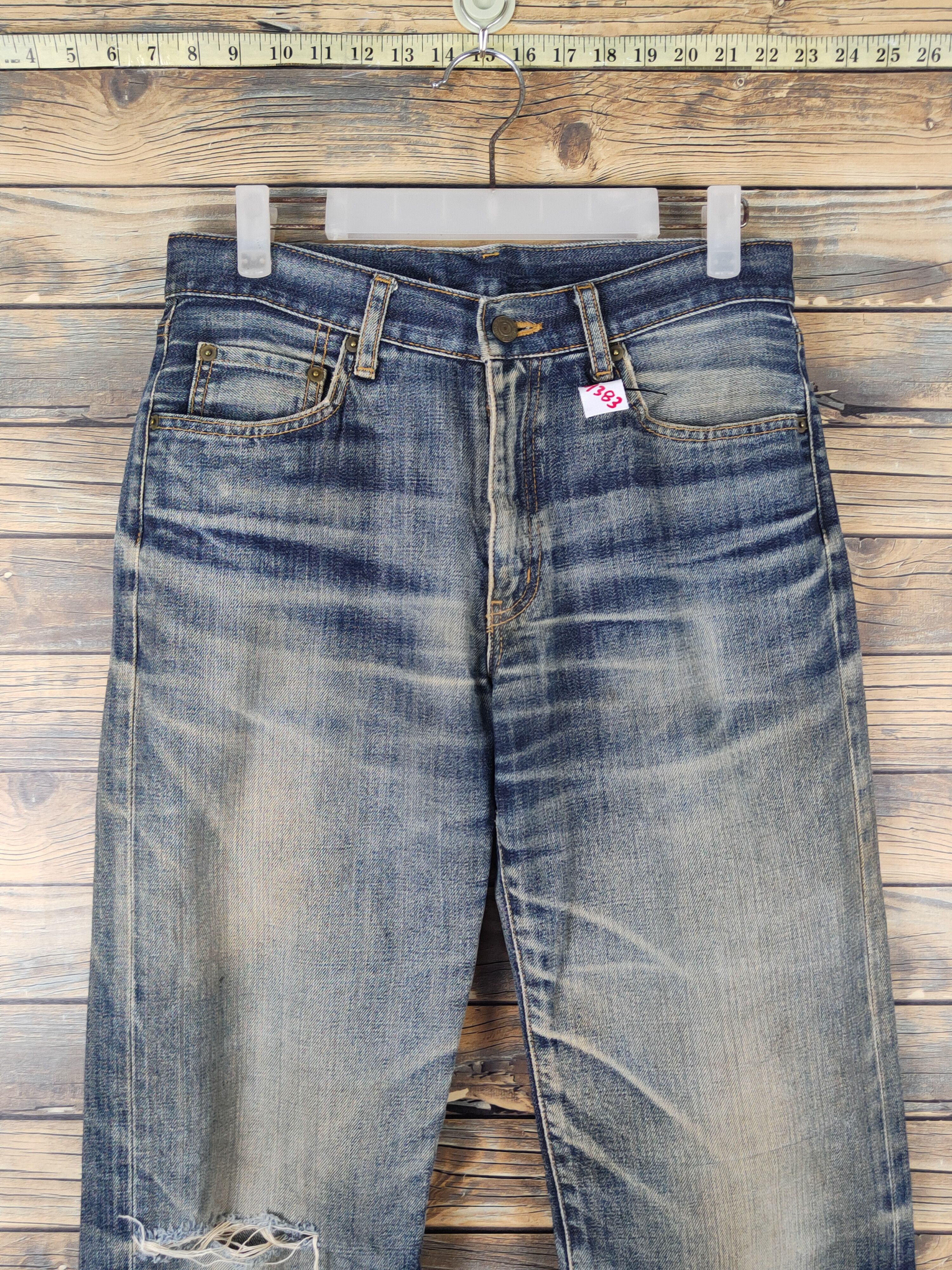 Japanese Brand Uniqlo Dark Blue Distressed Ripped Jeans #W1383 Size US 31 - 2 Thumbnail