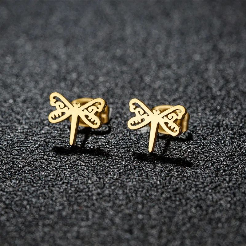 Jewelry Dragonfly Mini Stud Earrings Charm Earring Gift Size ONE SIZE - 1 Thumbnail