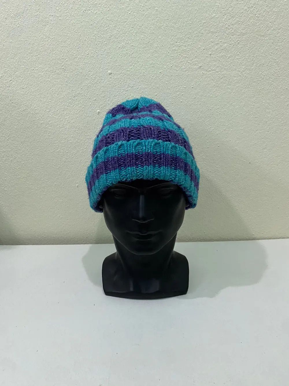 Japanese Brand × Vintage Japanese Brand Ocean And Ground Stripe Design Beanie Hat Size ONE SIZE - 2 Thumbnail