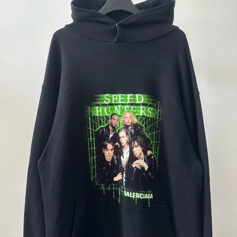 Balenciaga Balenciaga SS19 SpeedHunters Matrix Print Hooded Sweatshirt Size US S / EU 44-46 / 1 - 3 Thumbnail