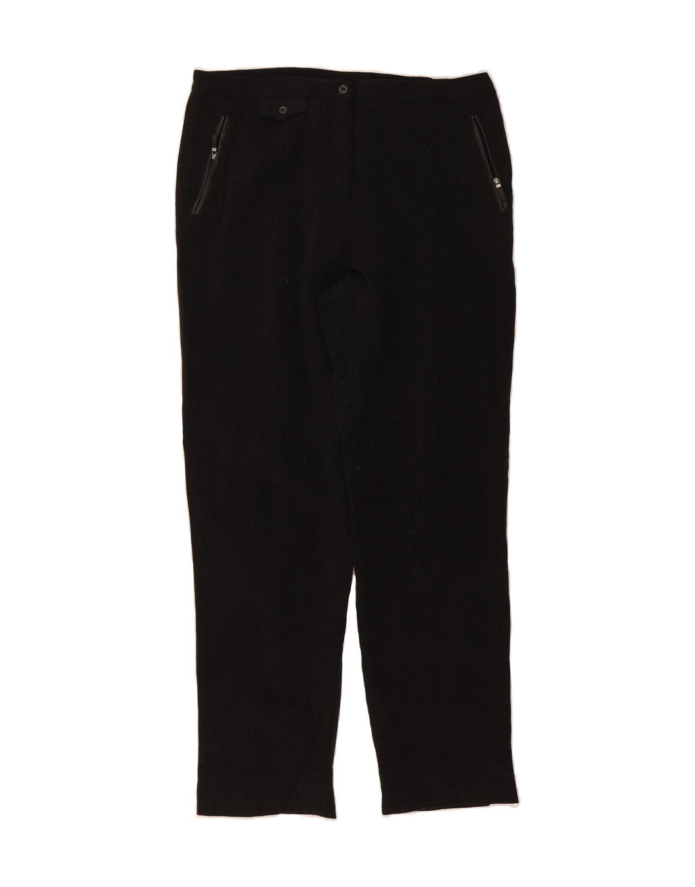 Ralph Lauren Womens Straight Casual Trousers US 16 2XL W34 L30 Black Wool Size 34" / US 12 / IT 48 - 1 Thumbnail