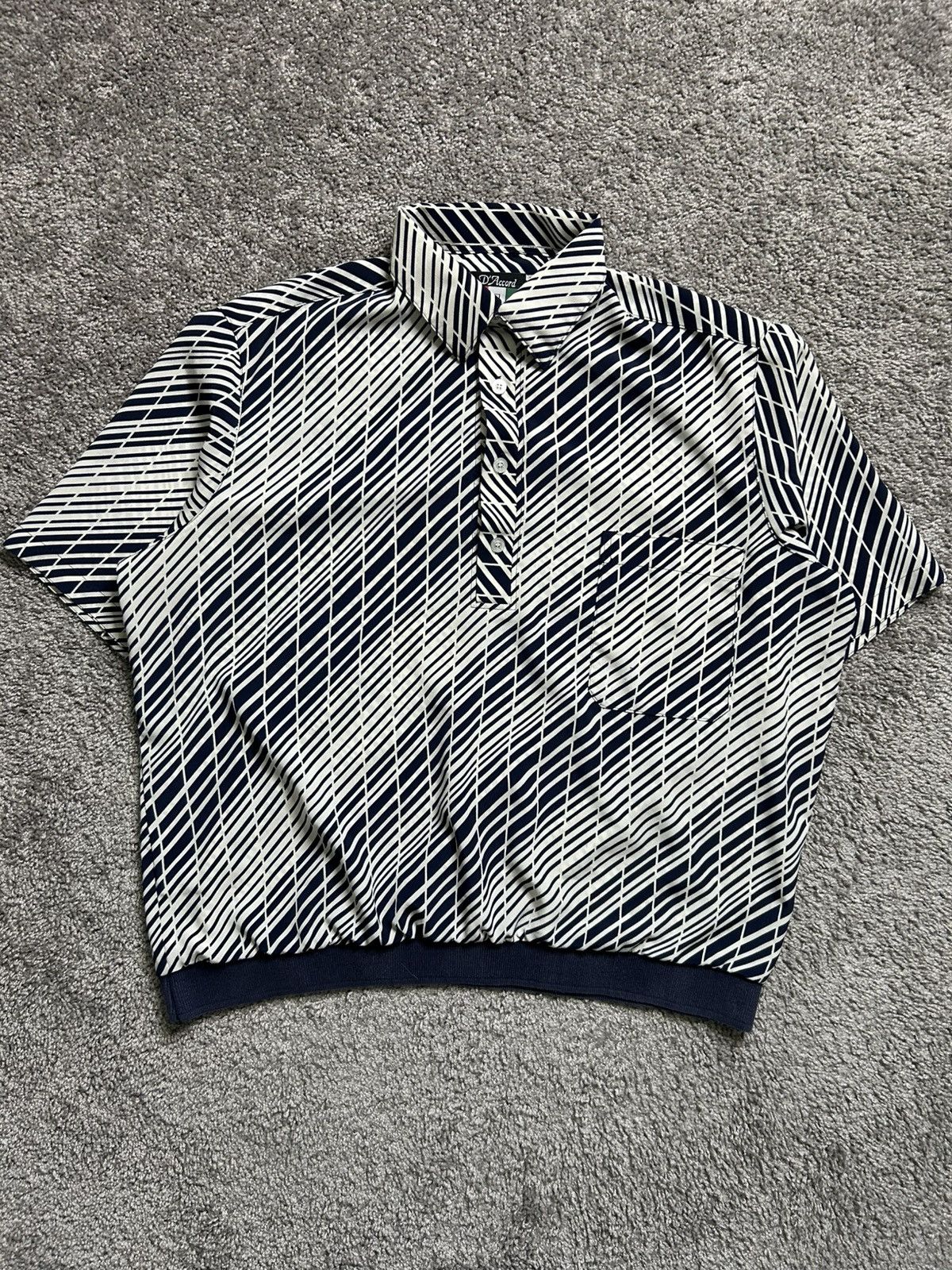 Vintage Vintage 80s/90s D’Accord Polo Shirt Navy White Made in USA Size US L / EU 52-54 / 3 - 1 Thumbnail