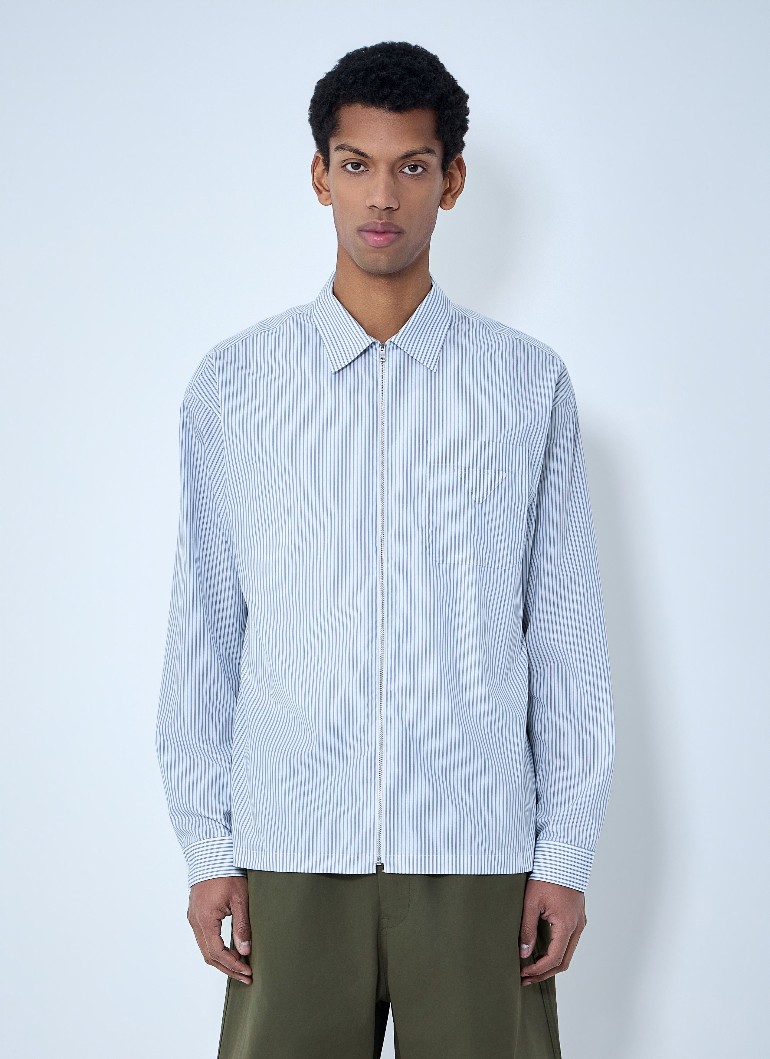 Prada Zip-Front Stripe Shirt Size US S / EU 44-46 / 1 - 1 Thumbnail