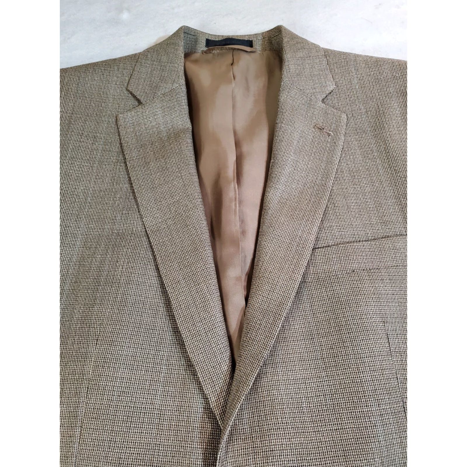 Ralph Lauren Ralph Lauren Signature Blazer Silk & Wool Blend Suit Coat Mens 42R Beige Size 42R - 3 Thumbnail
