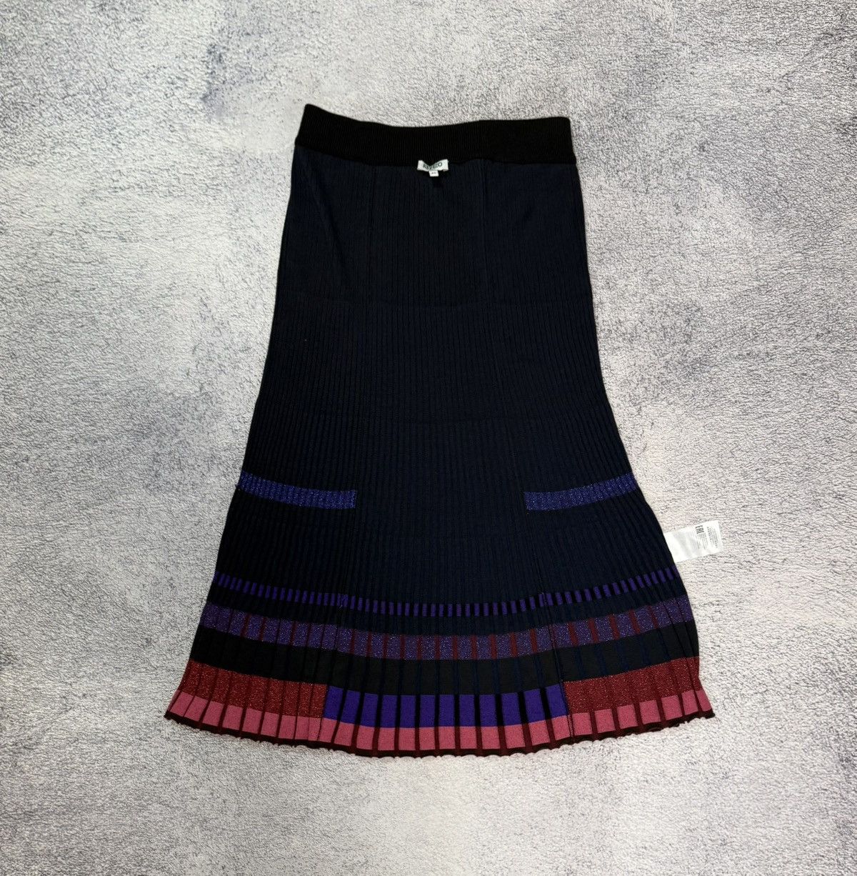 Kenzo KENZO Paris Ribbed Knit Pleated Midi Skirt Stripe Lurex Sz M Size 28" / US 6 / IT 42 - 7 Thumbnail