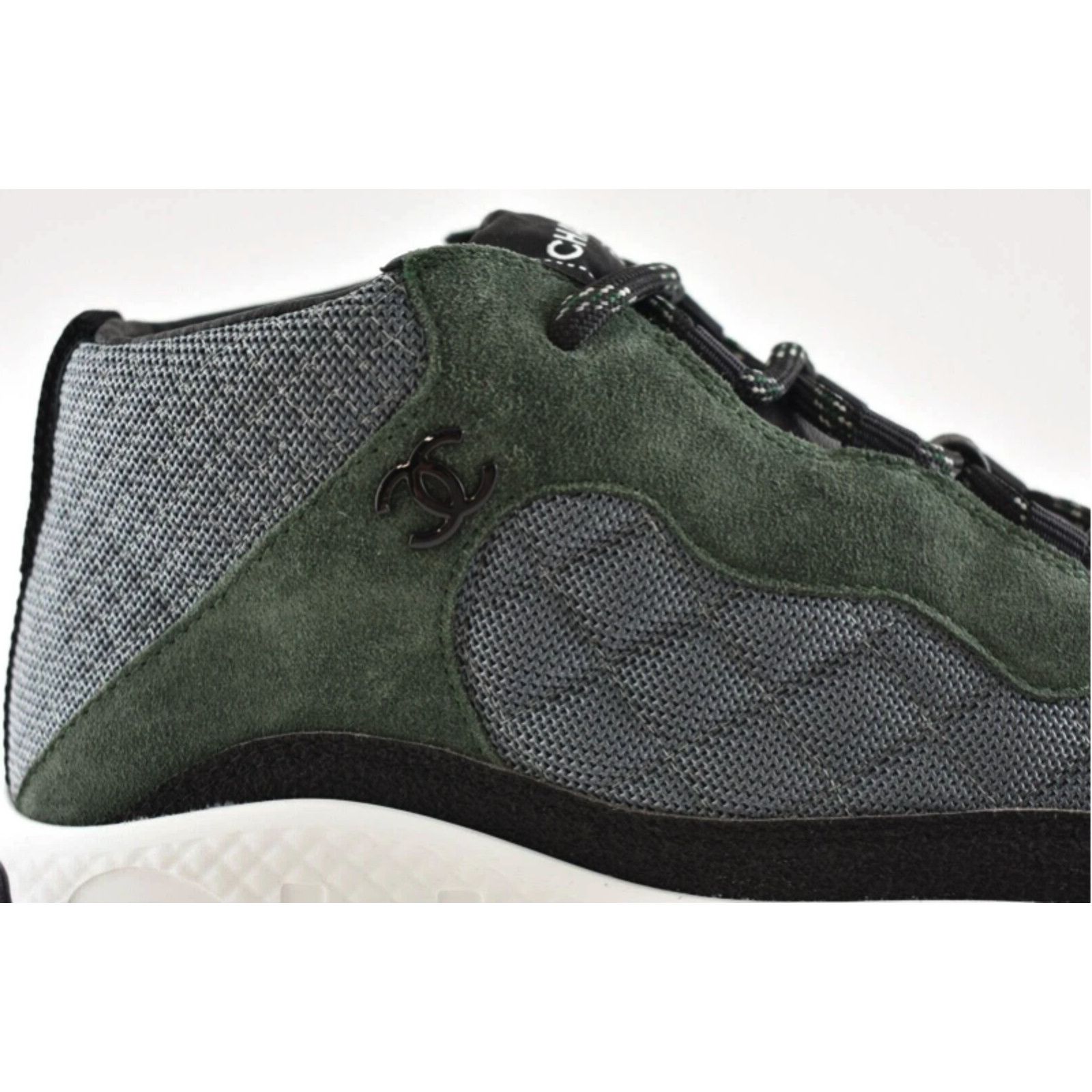 Chanel Chanel Suede CC Logo Lace Up Mid Top Trainer Sneaker 44 11 Size US 11 / EU 44 - 3 Thumbnail