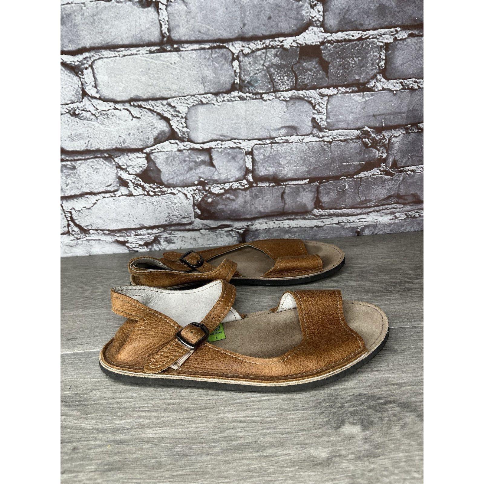 Soulstar Softstar Barefoot Minimalist Brown Leather Ankle Strap Vibra Size US 5 / IT 35 - 3 Thumbnail