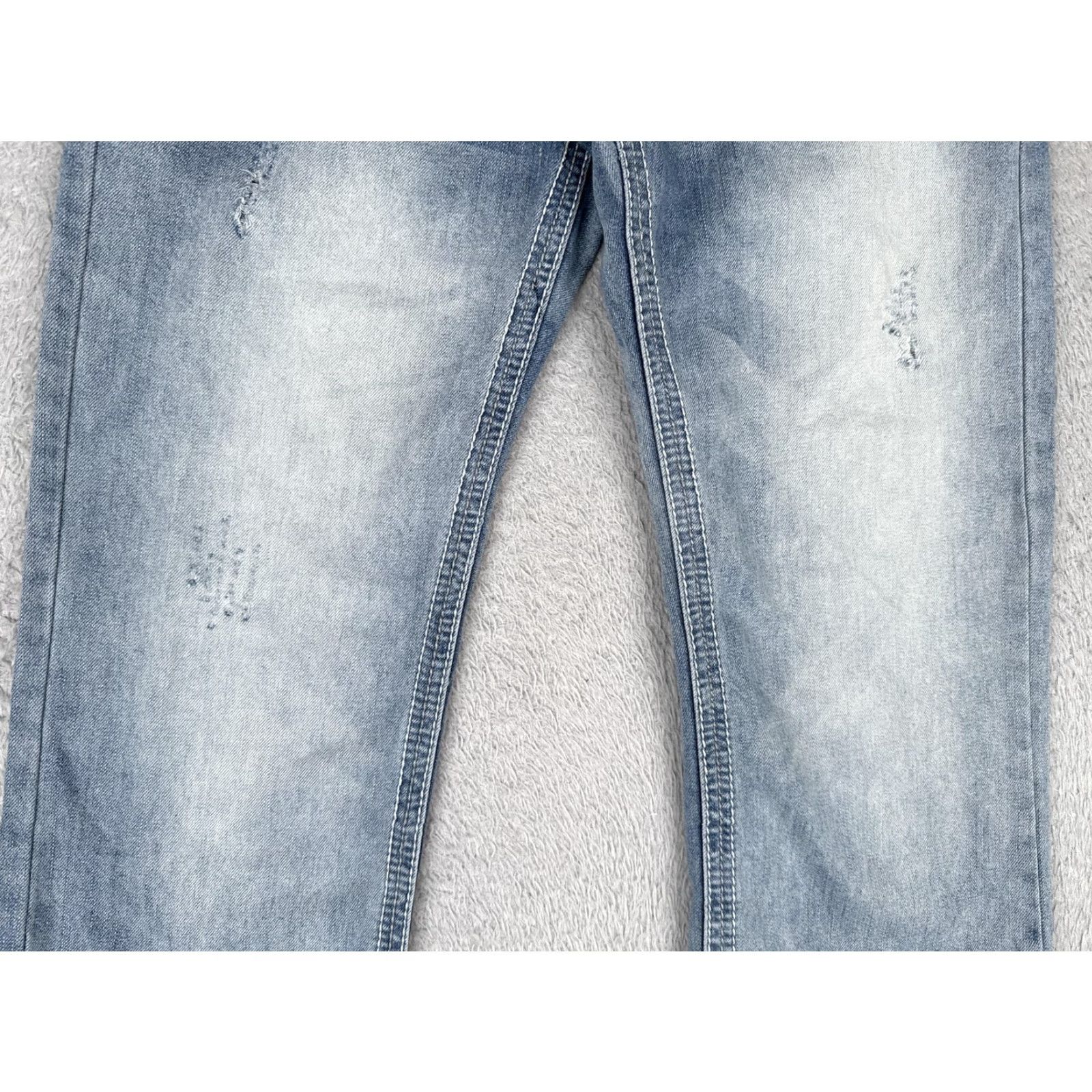 Denime CJ Black Jeans Mens 30x30 Light Blue Wash Bootcut Denim 5-Pocket Contrast Stitch Embroidered Back Pockets Stretch Size US 30 / EU 46 - 3 Thumbnail