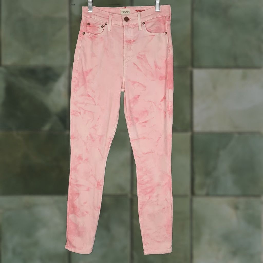 Alice + Olivia Alice + Olivia Jeans Womens 26 Pink Crystal Cloud High Rise Skinny Jeans Women's Pink Crystal Cloud Tie Dye High Rise Skinny Size 26" / US 2 / IT 38 - 1 Thumbnail