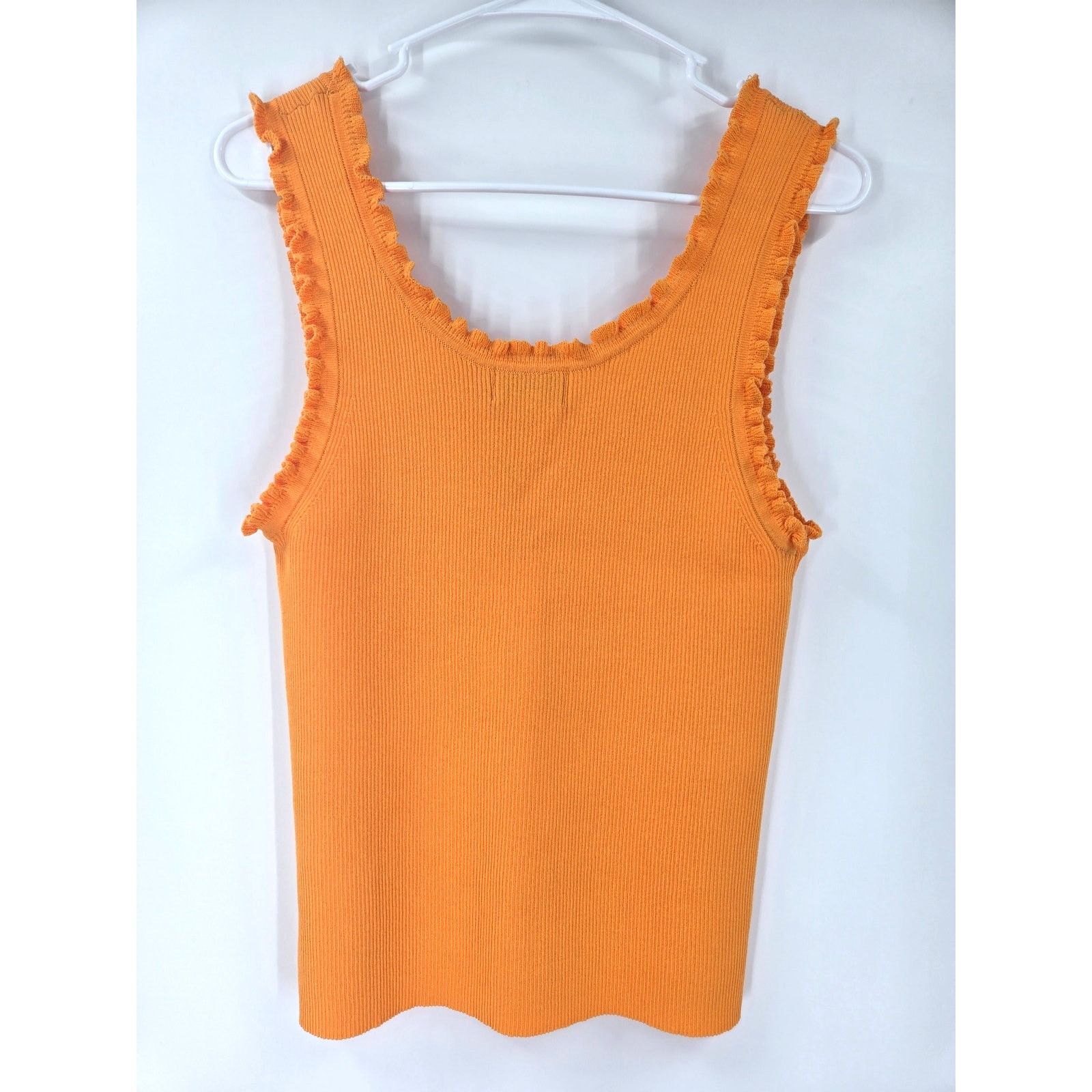 Other NEW Molly Bracken Ribbed Tank Top w/Ruffles in Orange Large Size L / US 10 / IT 46 - 5 Thumbnail