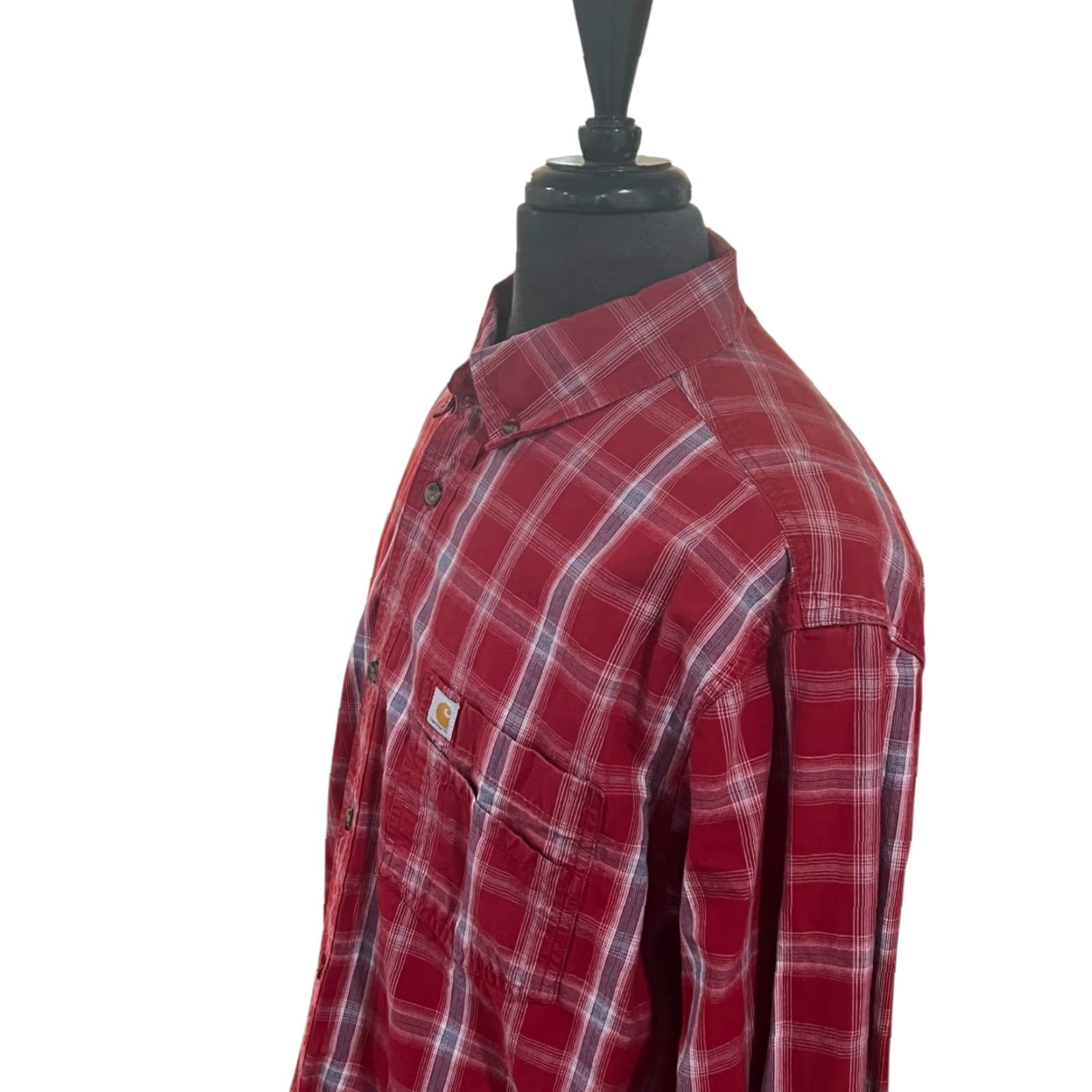 Carhartt Carhartt Mens XL Red Plaid Long Sleeve Button Up Shirt Relaxed Fit EUC Size US XL / EU 56 / 4 - 4 Thumbnail