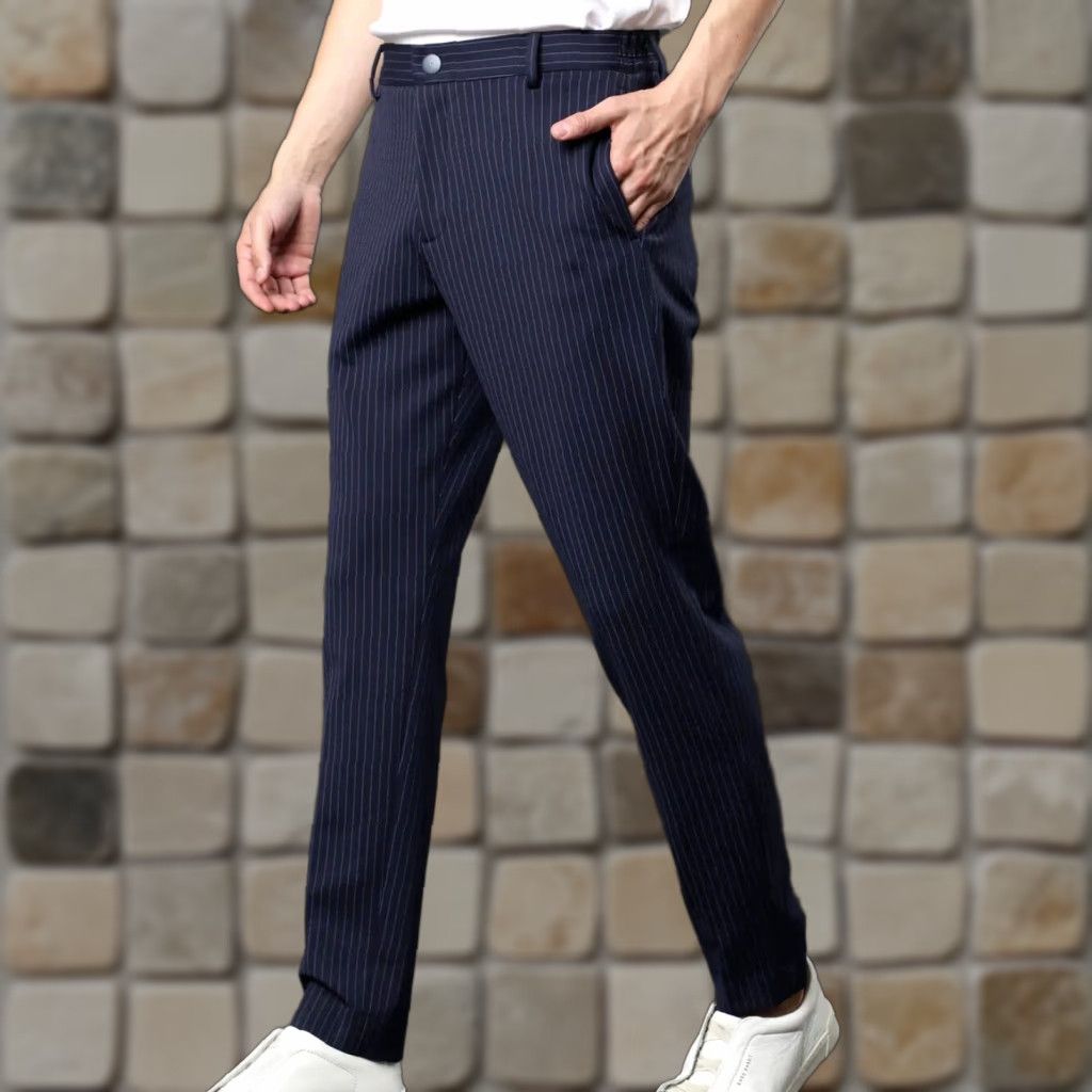 Vintage VINTAGE Men's Rare Rabbit Ander Classic Pin Stripe Trousers Navy 36 Slim Fit Regular Men’s Pants Inseam 31" Size US 36 / EU 52 - 1 Thumbnail