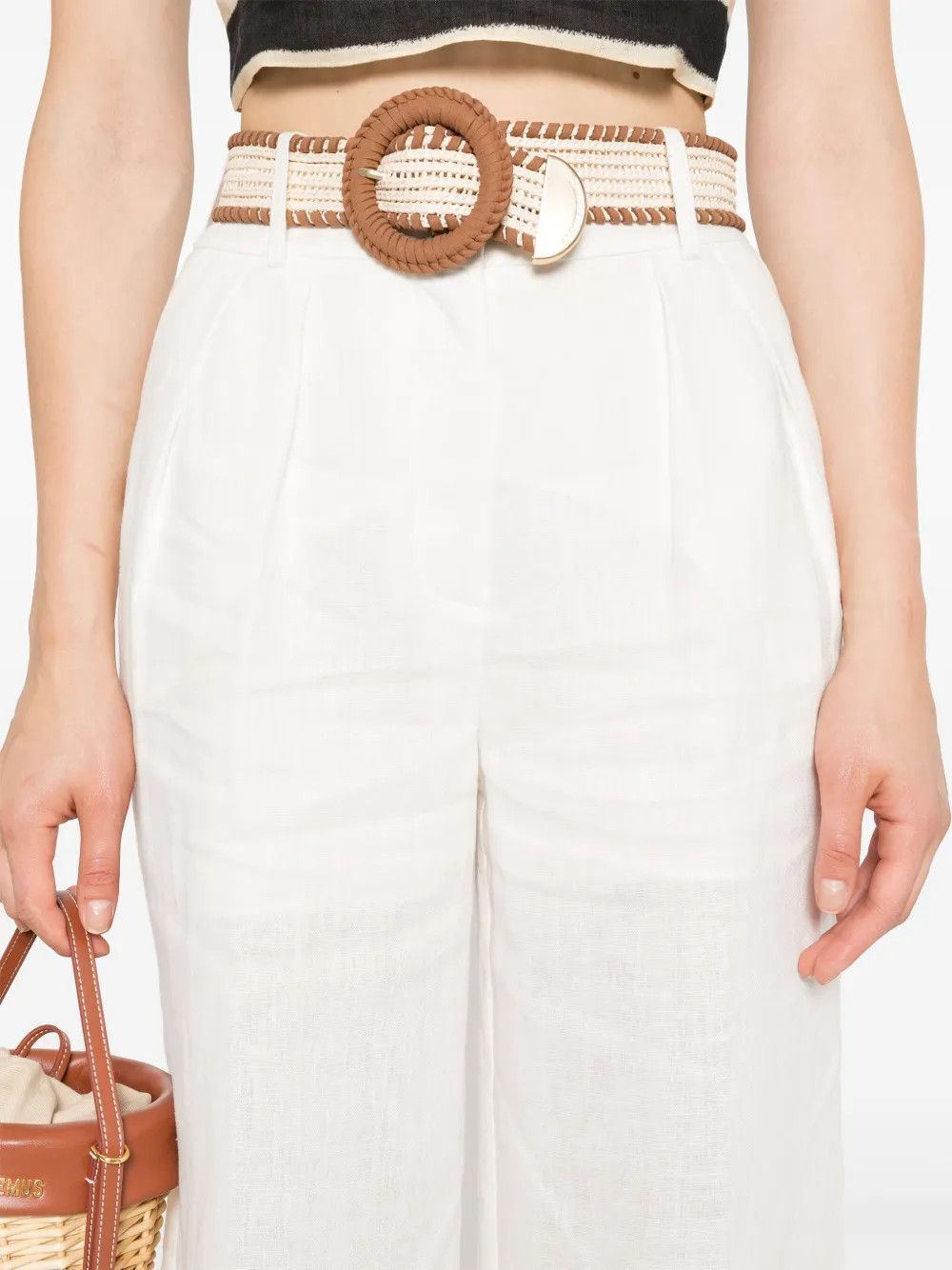 Zimmermann oc11z0525 Tuck Loose Trouser Pant in White Size 26" / US 2 / IT 38 - 3 Thumbnail
