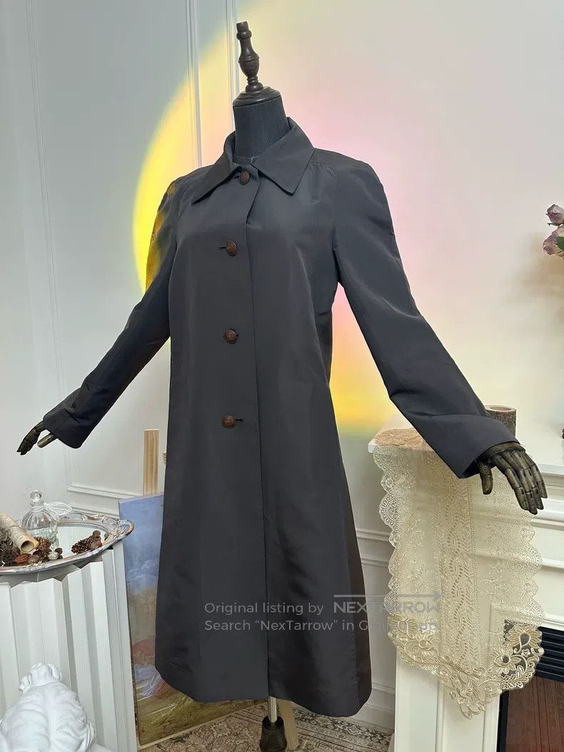 Hermes Hermes Vintage silk buttoned mid-length trench coat - grey Size S / US 4 / IT 40 - 3 Thumbnail