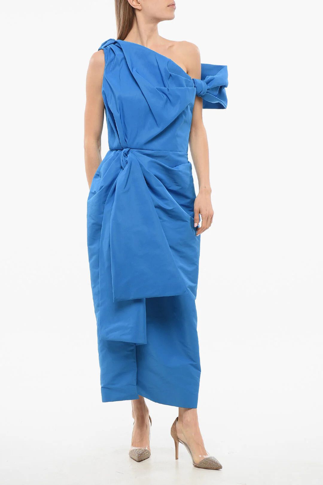 Alexander McQueen og1mm0426 Midi Draped Dress in Light Blue Size M / US 6-8 / IT 42-44 - 1 Thumbnail
