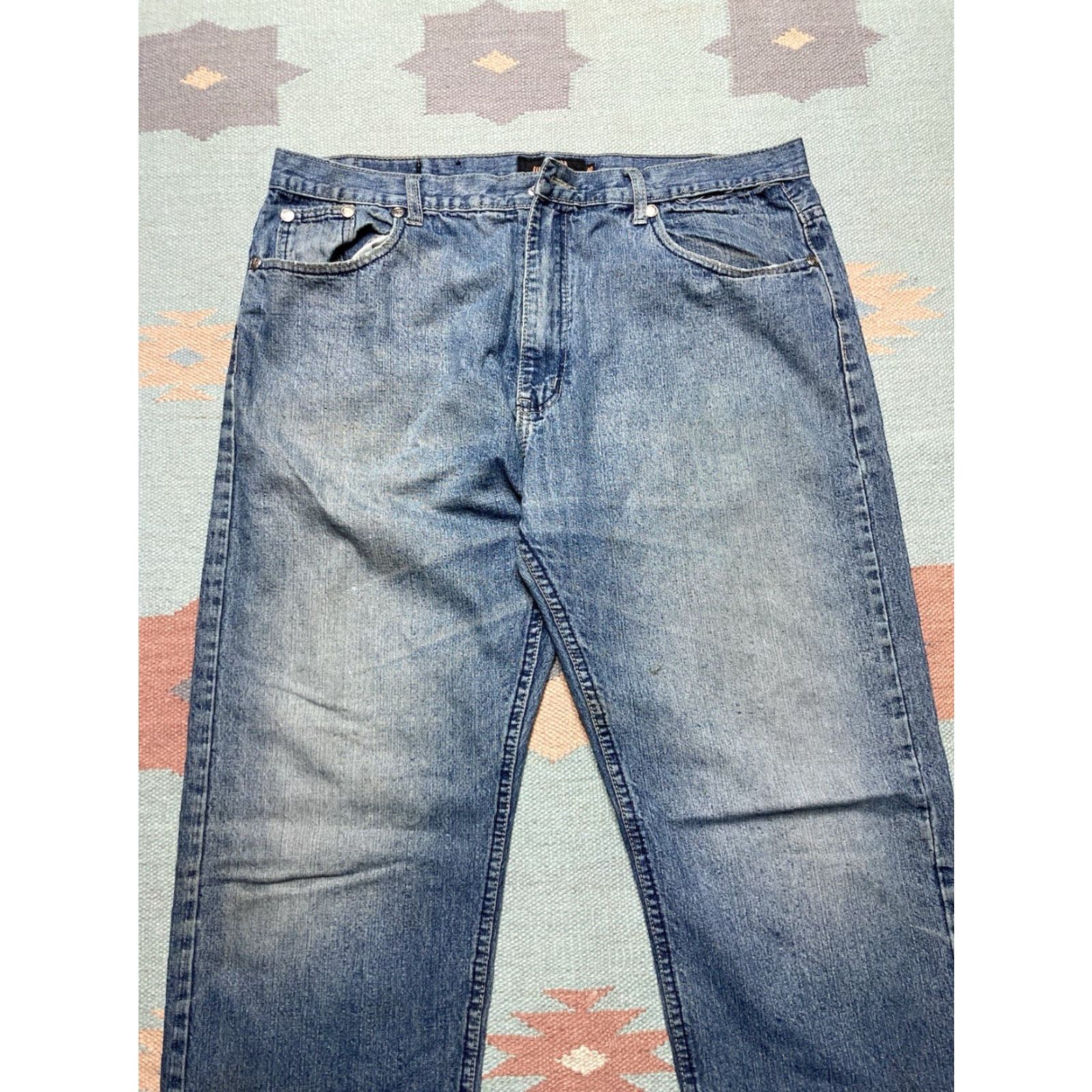 Vintage VINTAGE Jeans Men 40x34 Blue Wide-Leg Embroidered Hip Hop Baggy Y2K Distressed 40x34 Jeans Size US 40 / EU 56 - 6 Thumbnail