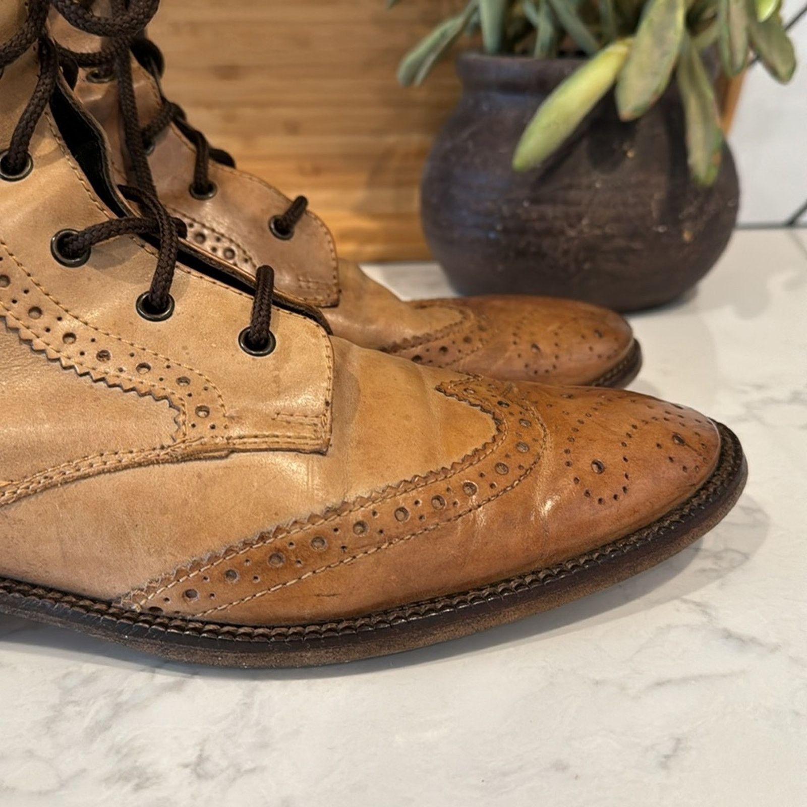Asos ASOS Brogue leather lace up boots wingtip academia size 10 Size US 10 / EU 43 - 2 Thumbnail