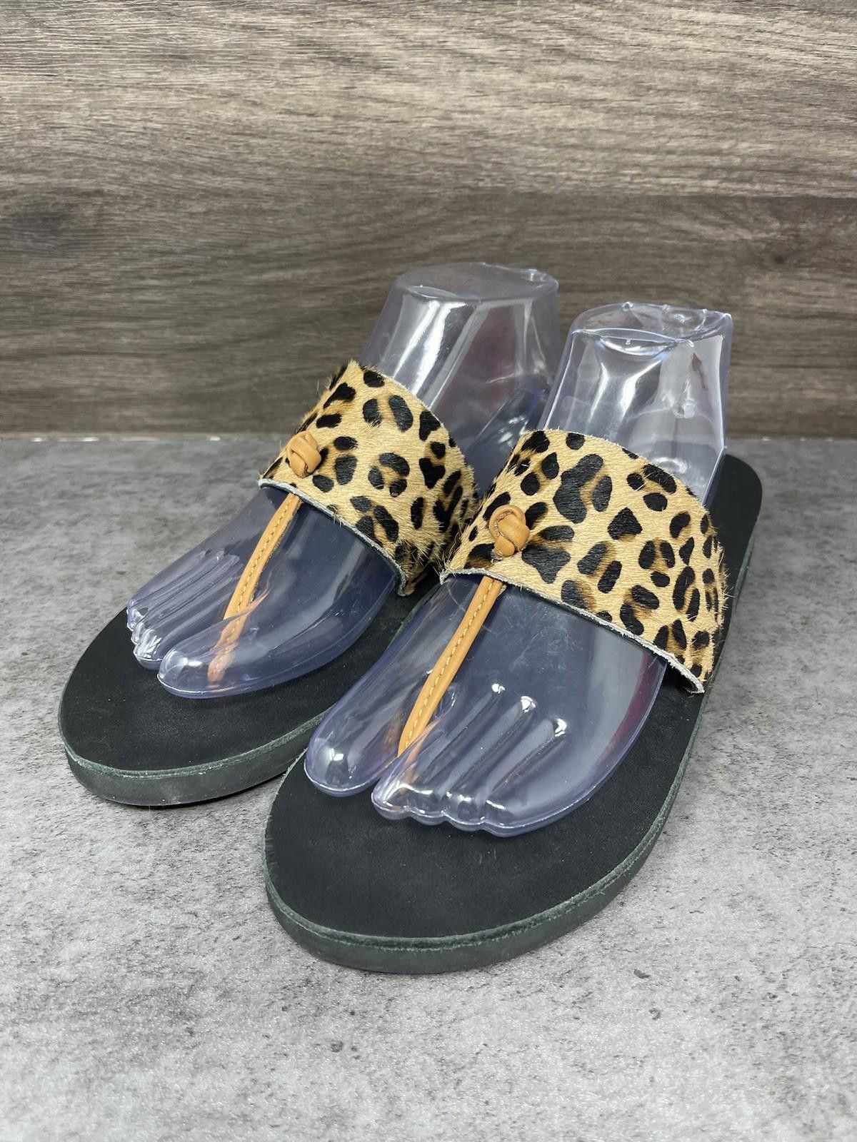 Other Sseko Sandals Womens Size 9 T Strap Leopard Print Black Size US 9 / IT 39 - 2 Thumbnail