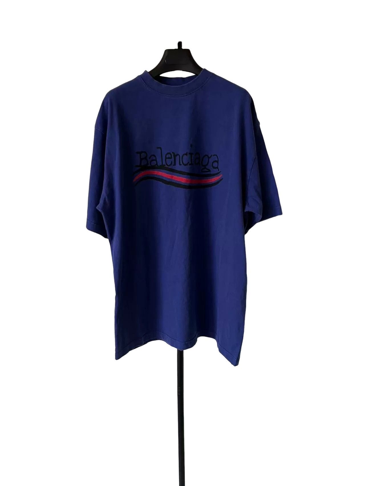 Balenciaga Balenciaga Political Campaign Wave Logo T-Shirt Blue M Size US M / EU 48-50 / 2 - 1 Thumbnail
