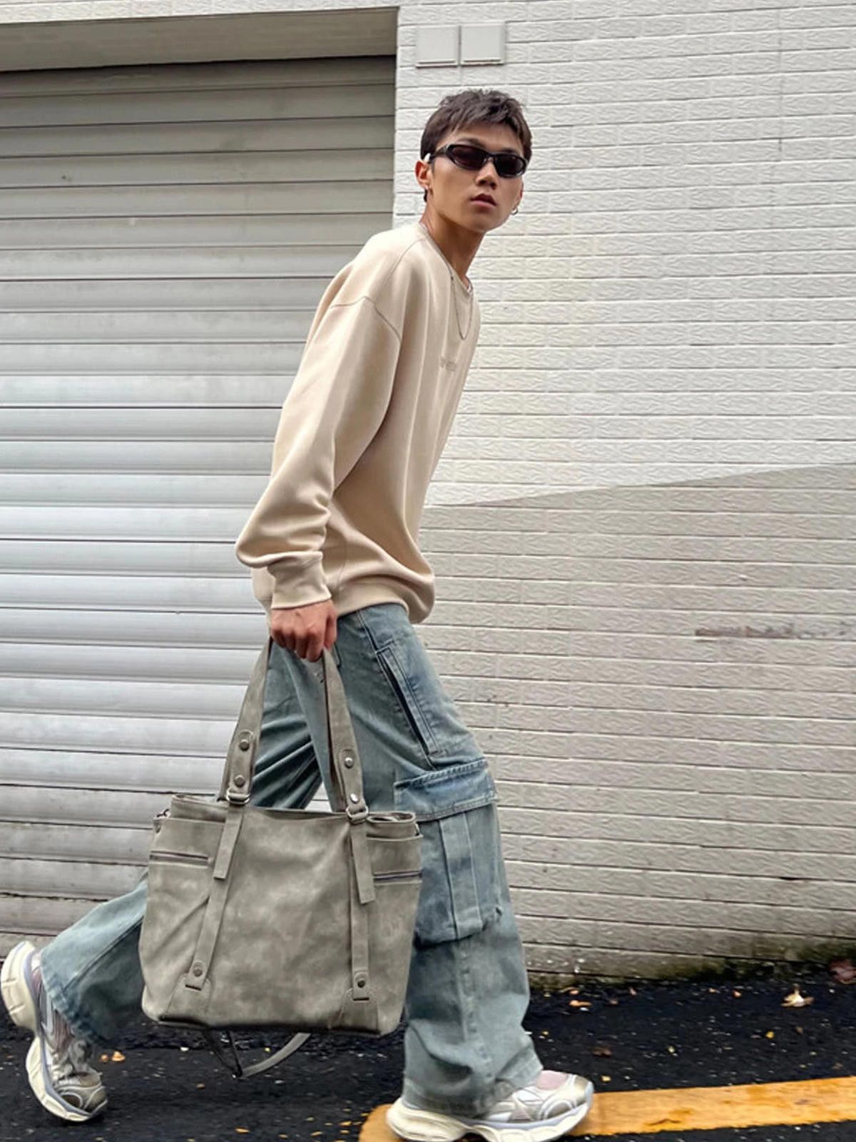 Leather Harajuku Moto Underarm PU Leather Tote Size ONE SIZE - 2 Thumbnail