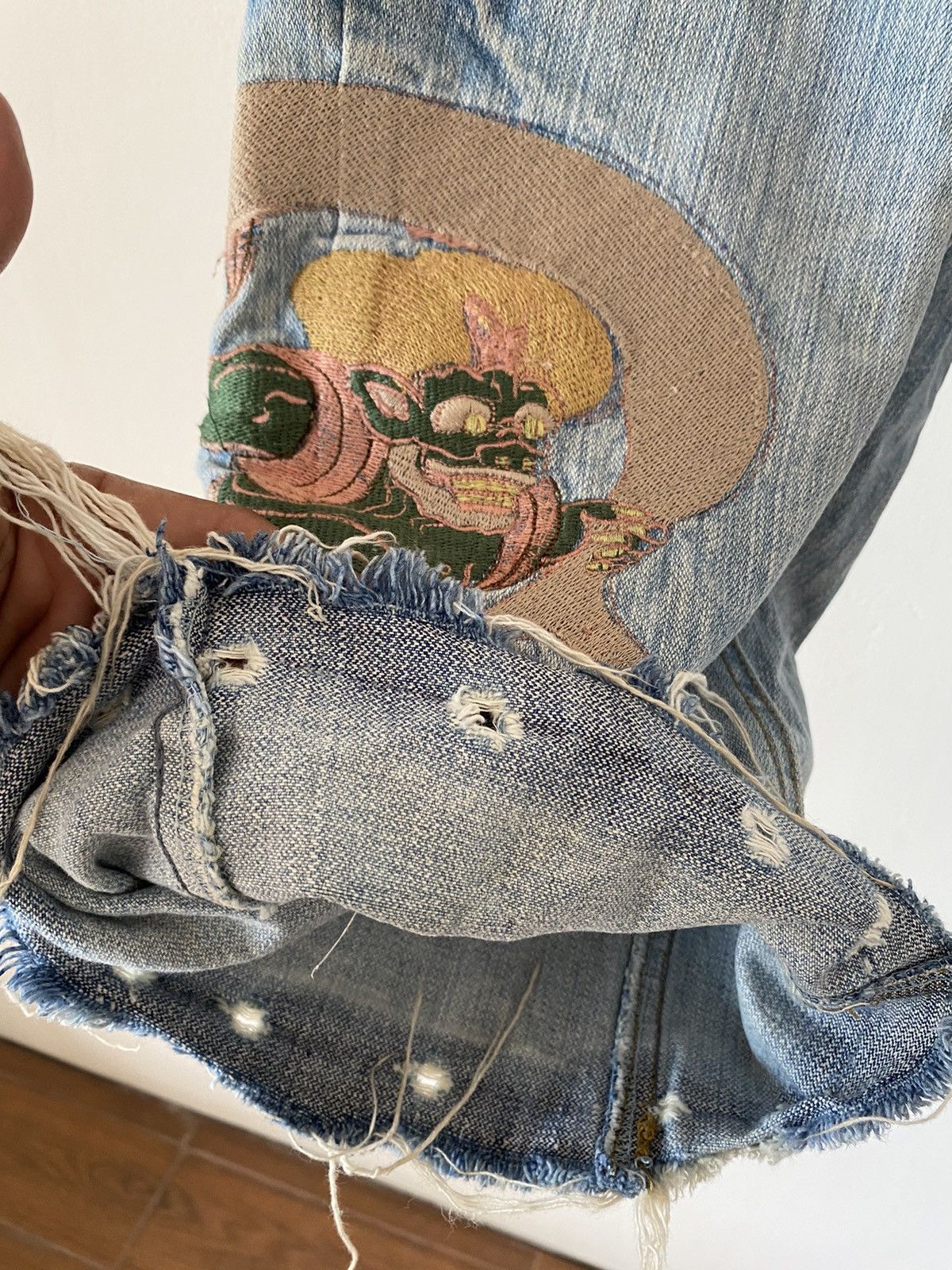 Denim & Co. × Japanese Brand Sukajan embroidery denim shorts pants Size US 36 / EU 52 - 5 Thumbnail
