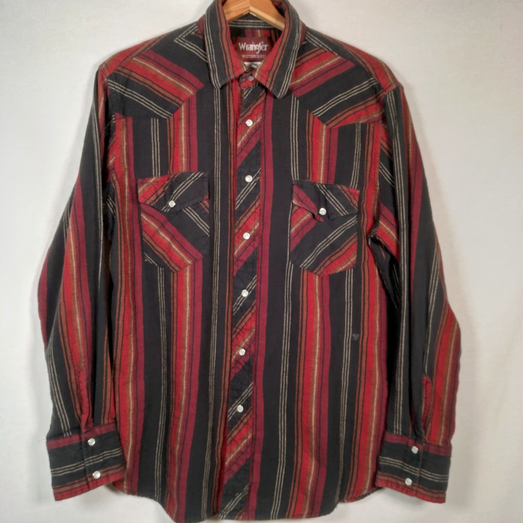 Wrangler Wrangler Western Shirt Men L Red Flannel Snap Long Sleeve Cowboy Rodeo Pockets Cotton Mens Size US L / EU 52-54 / 3 - 3 Thumbnail
