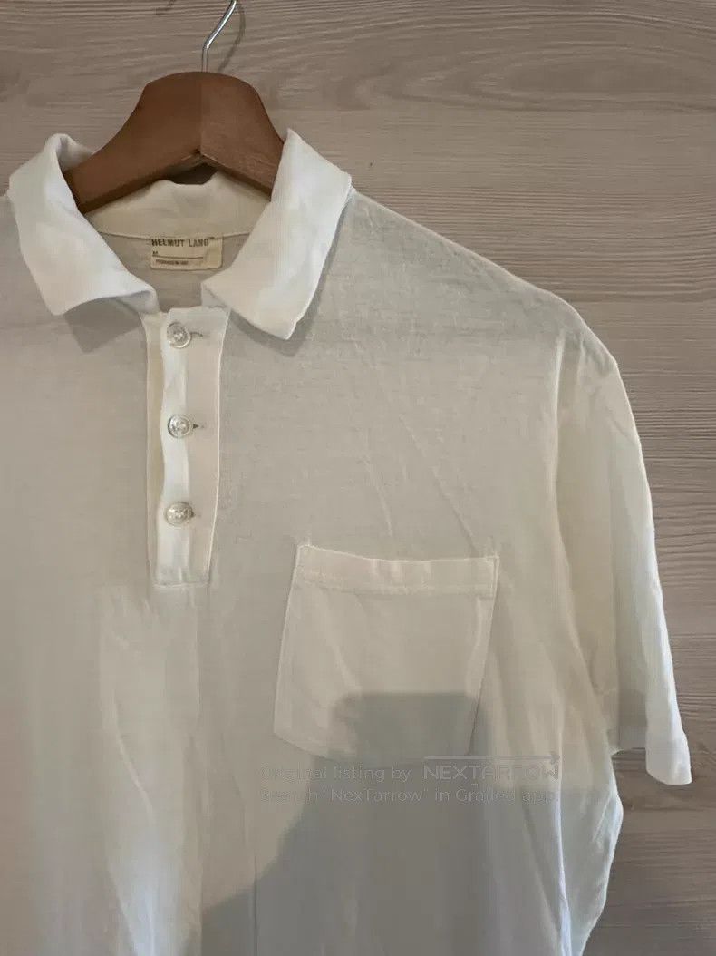 Helmut Lang Helmut Lang White vintage cotton Polo shirt with rubber st Size US M / EU 48-50 / 2 - 2 Thumbnail