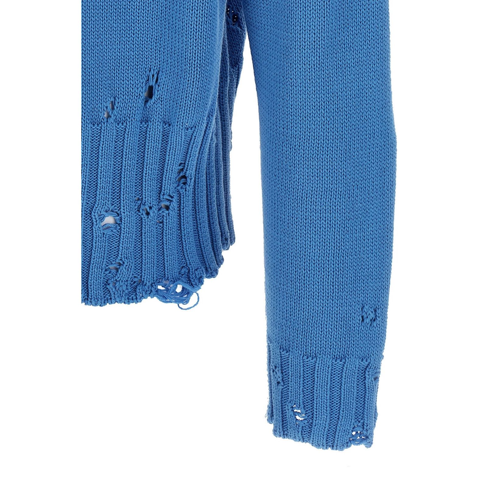 Marni MARNI Embroidery Blue Destroyed Sweater New & Authentic (Men Size US XL / EU 56 / 4 - 4 Thumbnail