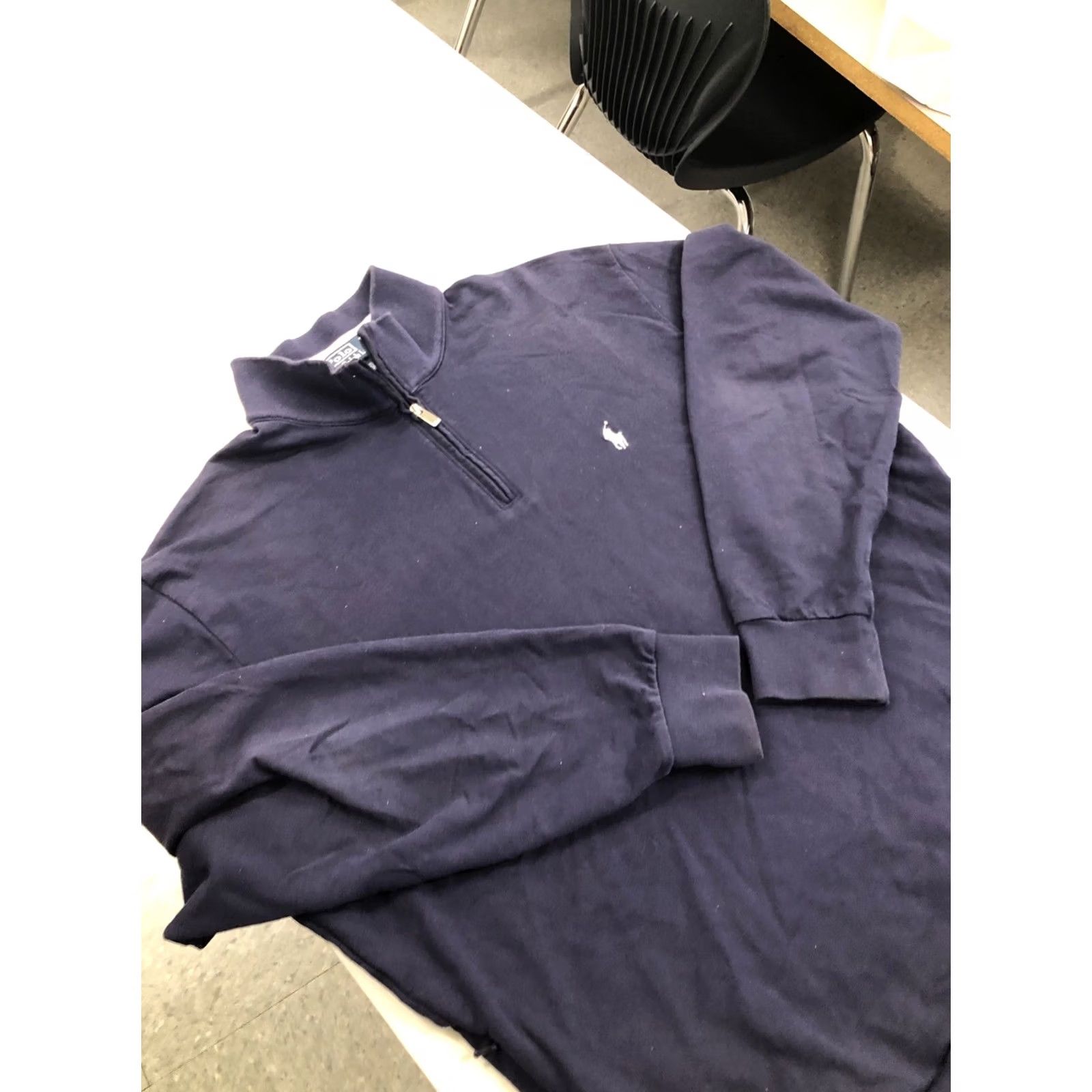 Polo Ralph Lauren Polo Ralph Lauren Pullover 1/4 Zip Mock Neck Long Sleeve Navy Blue Pima Cotton Knit with Zip Pockets Mens M Size US M / EU 48-50 / 2 - 3 Thumbnail
