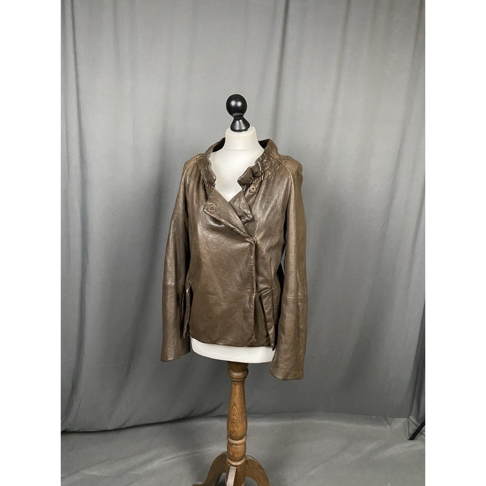 Marni MINT! Marni Women's Brown High Neck Leather Jacket Size 38 Size XS / US 0-2 / IT 36-38 - 8 Thumbnail
