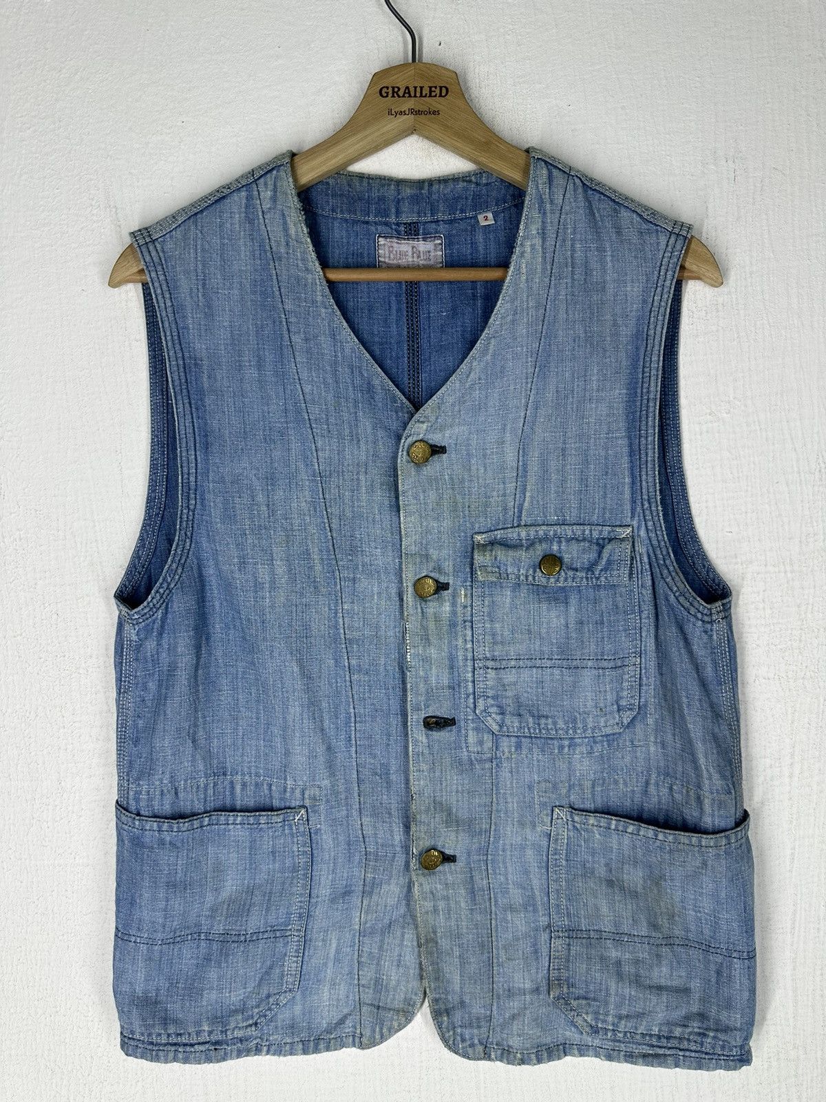 Blue Blue Japan H.R. Market Blue Blue Vest Denim Vest Size US S / EU 44-46 / 1 - 1 Thumbnail