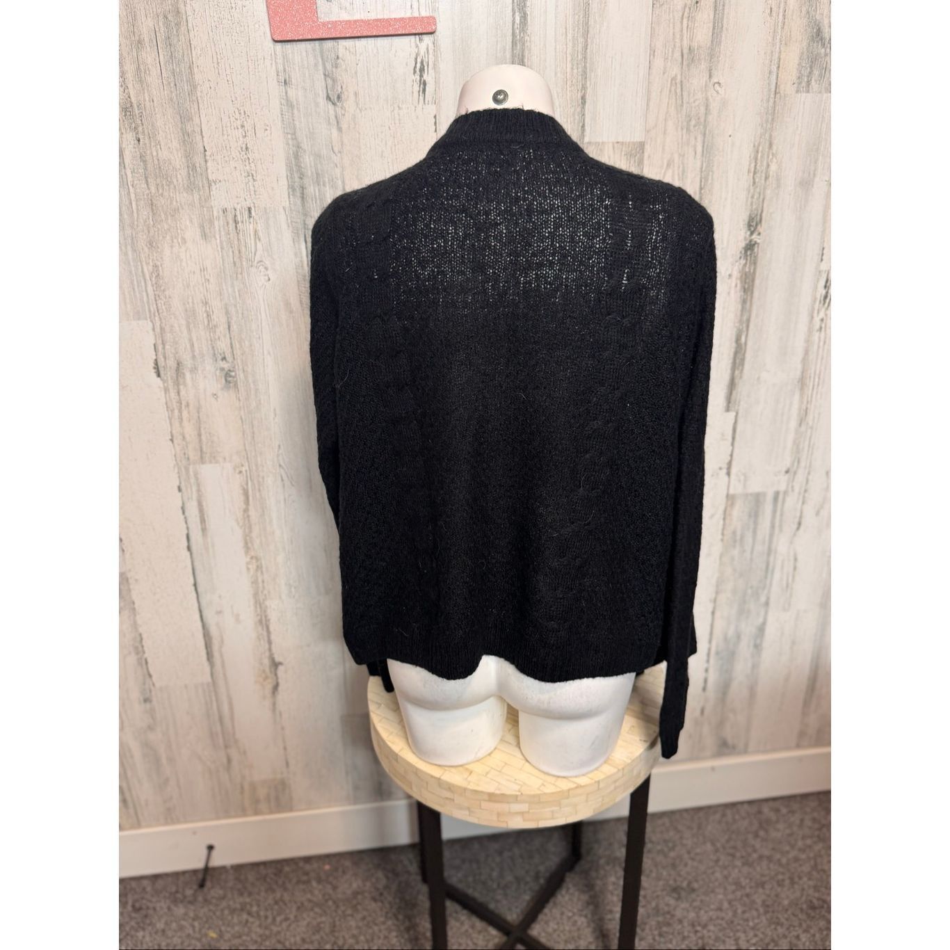 Sonoma Sonoma Lifestyle Black Open Front Knit Cardigan Size L Size L / US 10 / IT 46 - 3 Thumbnail